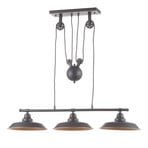 Suspension Iron Hill, noire, à 3 lampes, E27 - Westinghouse