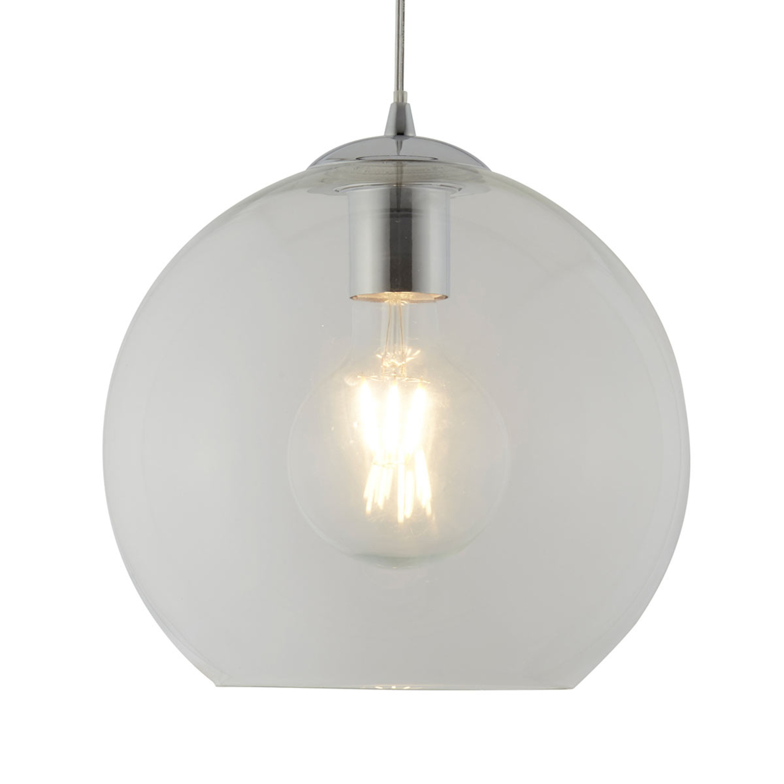 Searchlight Spherical Balls glass hanging lamp, 25 cm, clear, for Living / Dining Room, metal, glass, E27, 10 W, energy efficiency: A++