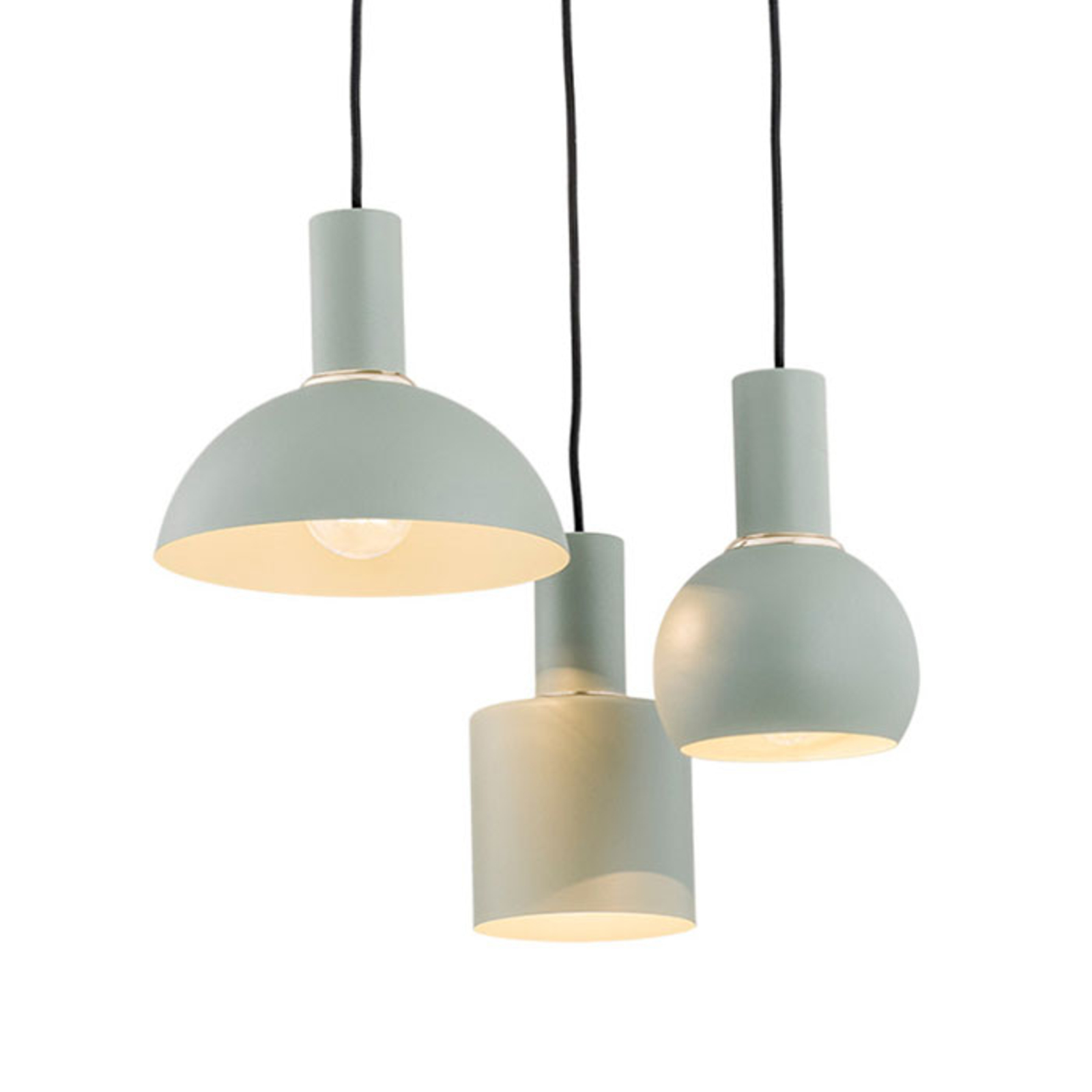 Lámpara colgante Selma, 3 luces, verde Lampara.es