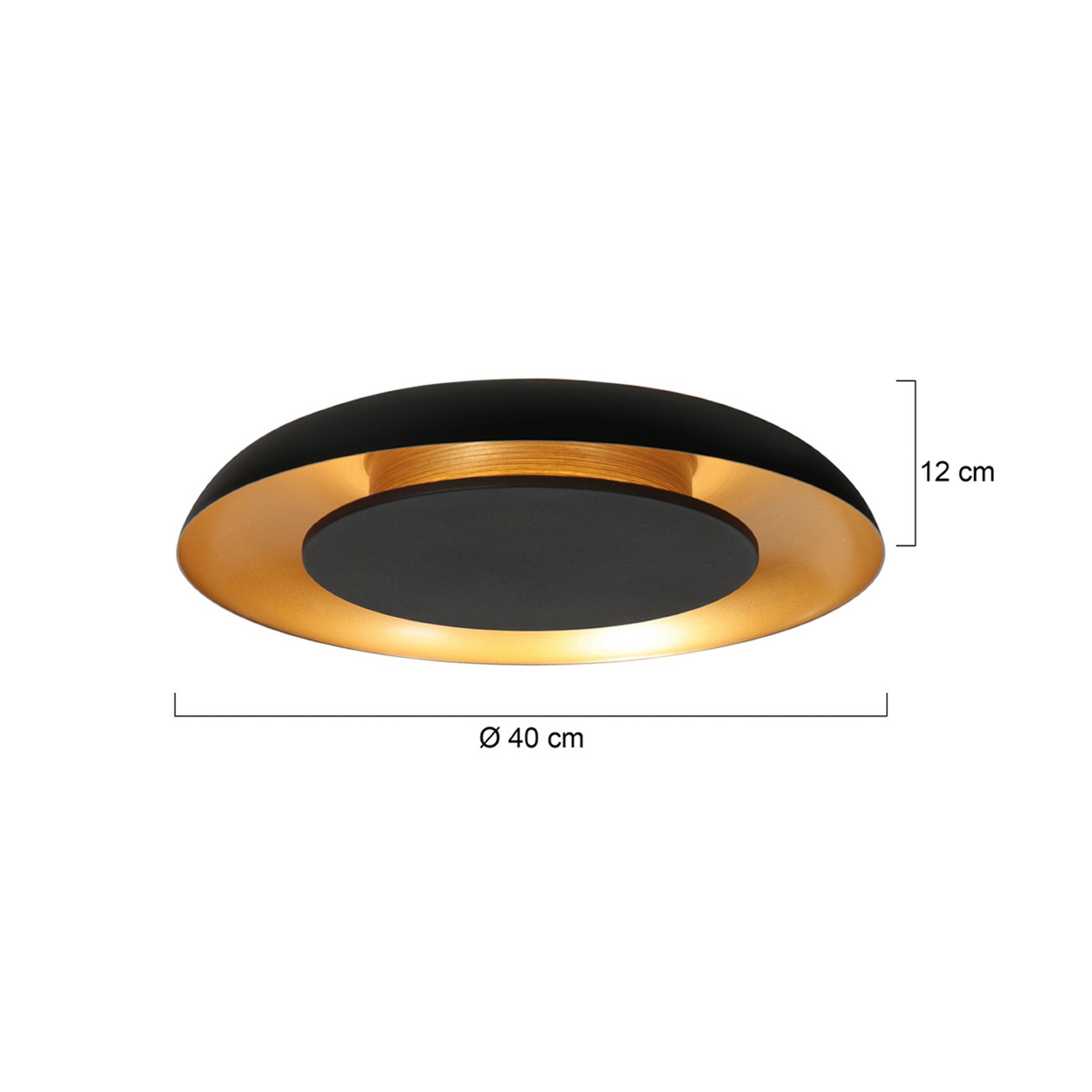 LED-taklampe Golden Veil, svart/gull, dimbar, metall