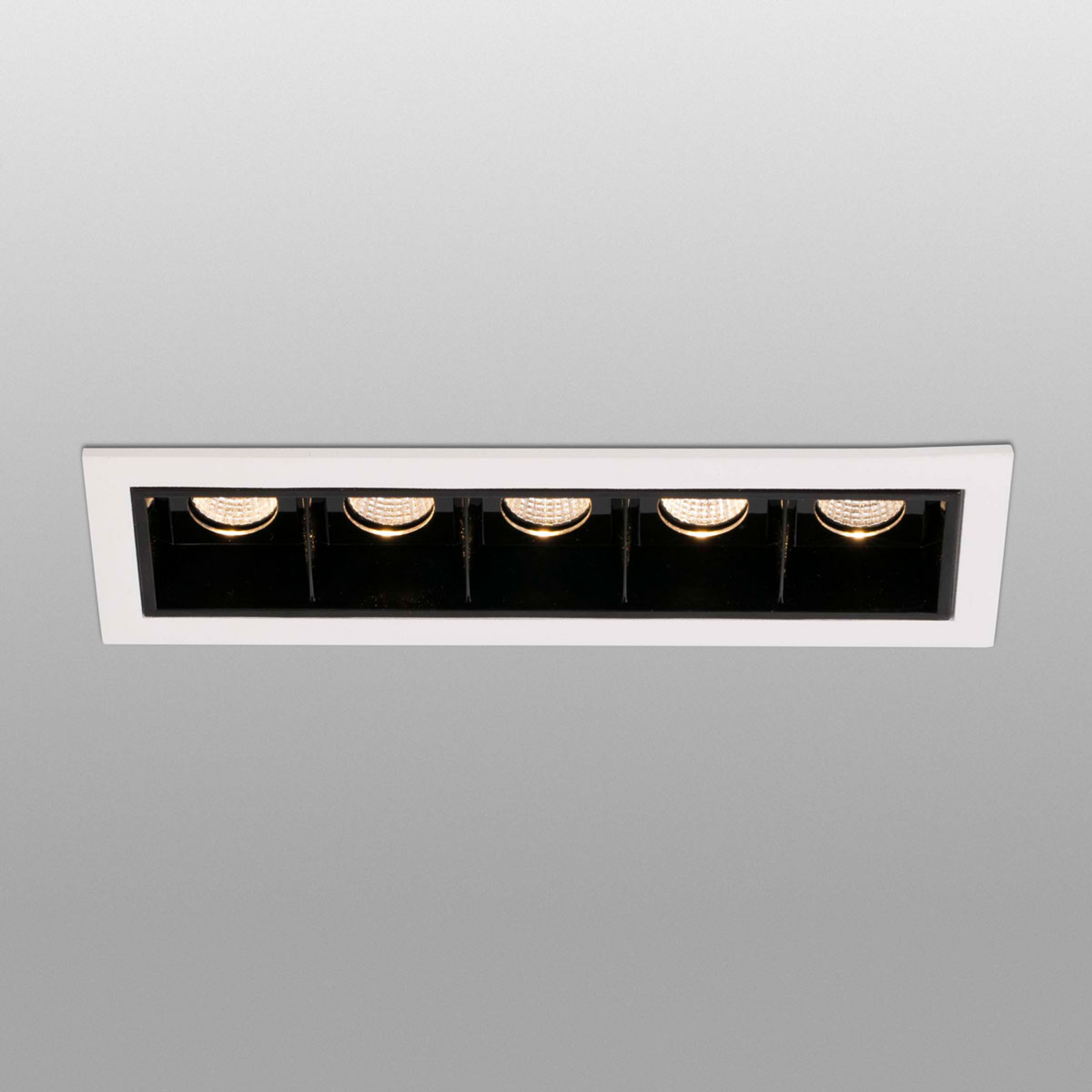 FARO BARCELONA Troop LED recessed light with frame, 5-bulb, for Hallway, aluminium, plastic, 2 W, energy efficiency: A+, L: 13.7 cm, W: 5.2 cm