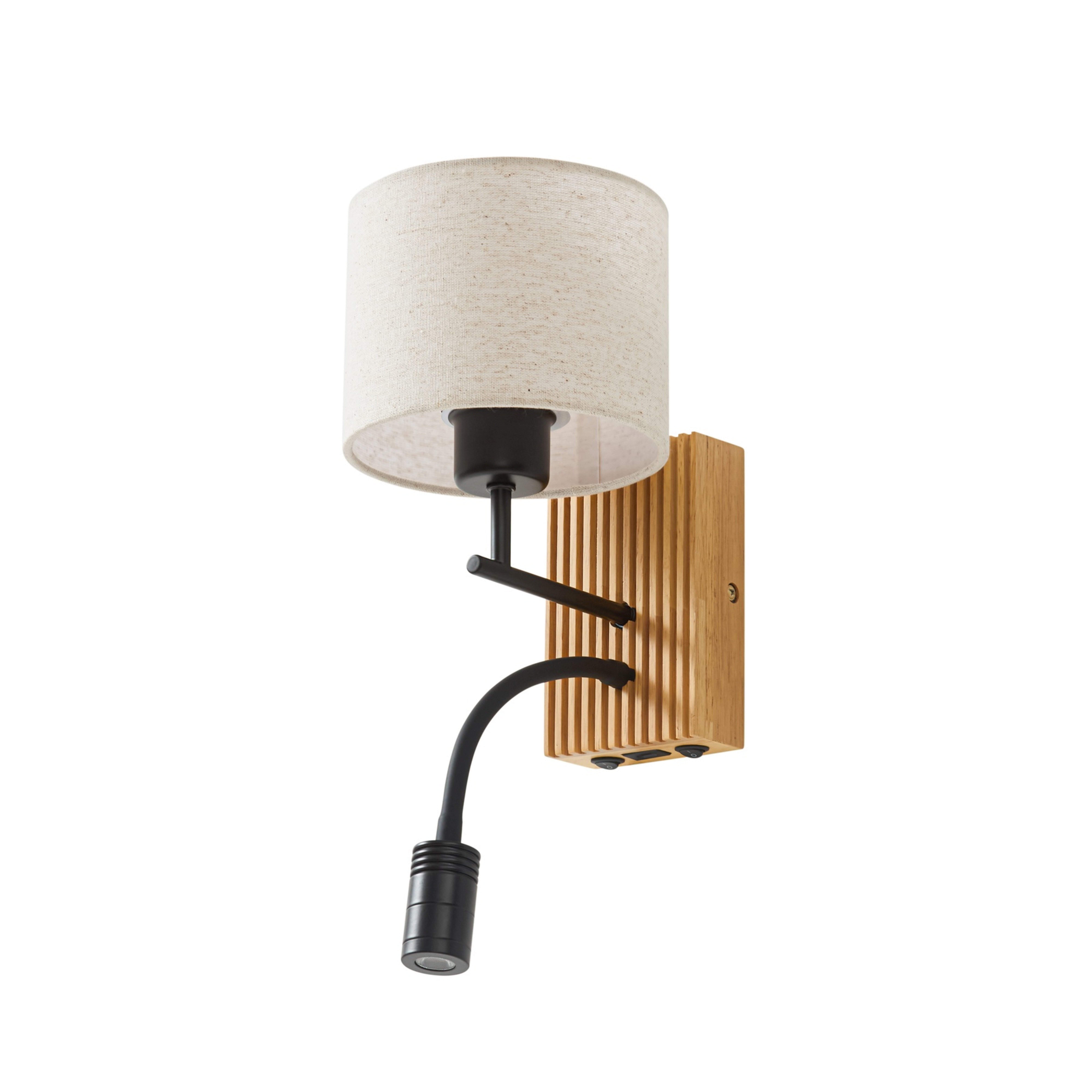 Lieske wall light, beige fabric, E27 LED reading light – Lucande