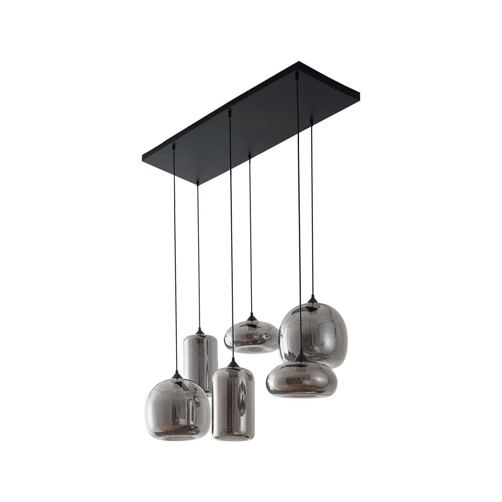 Lindby Lampă suspendată Marla 6 becuri sticlă gri fumuriu - Camera de zi / sufragerie - Modern - gri fumuriu negru