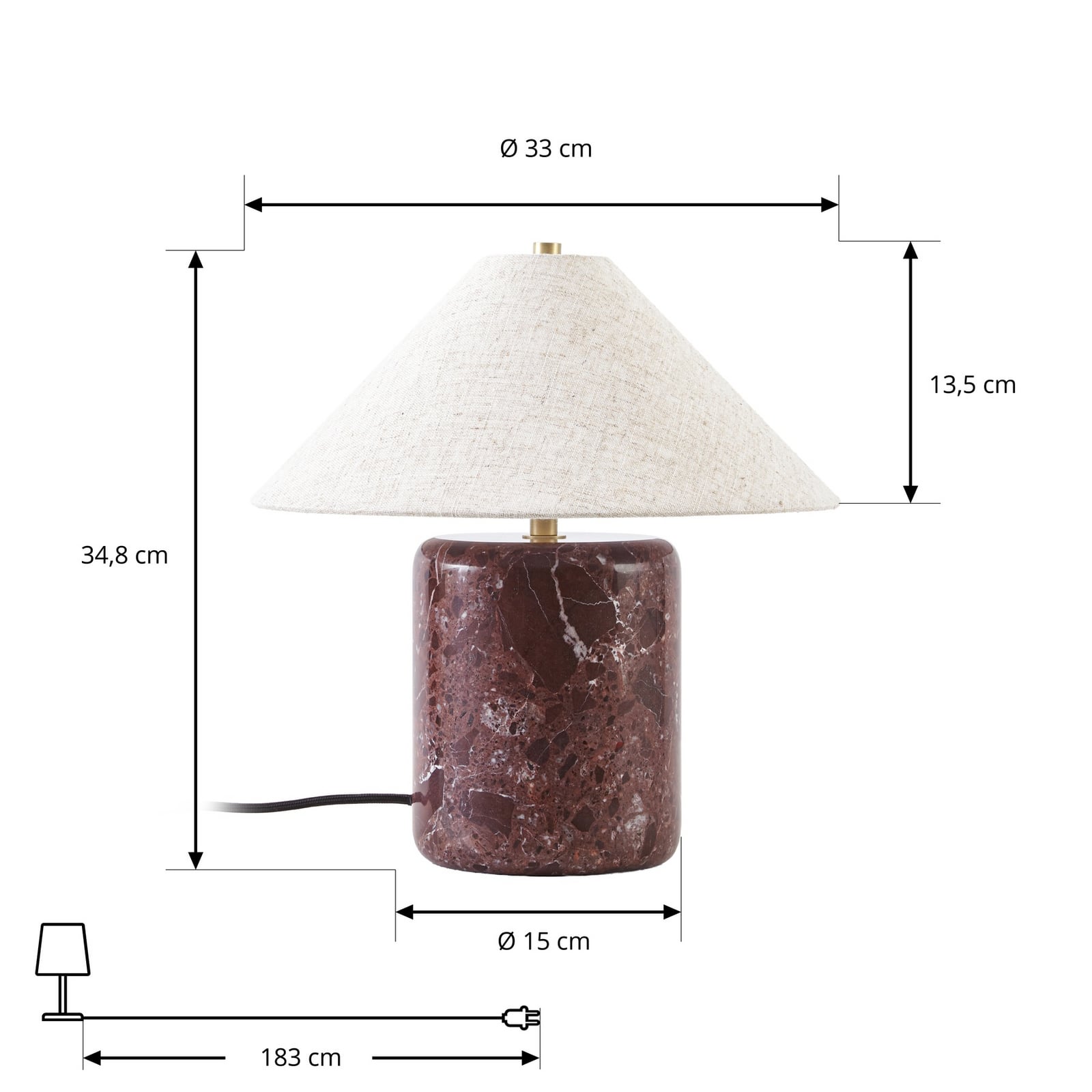 Elodie table lamp, height 32 cm, red/white, marble – NOLA Elodie table lamp, height 32 cm, red/white, marble – NOLA