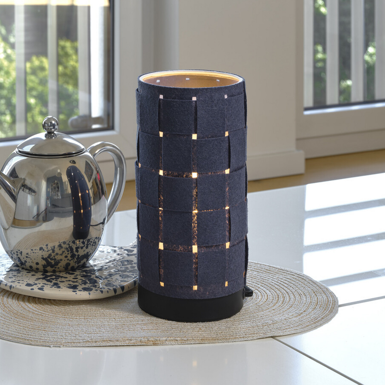 Lampa de masă OSRAM Decor Felt Weaving Tube gri pâslă E14 - Camera de zi / sufragerie - gri închis - Țesătură / Textil