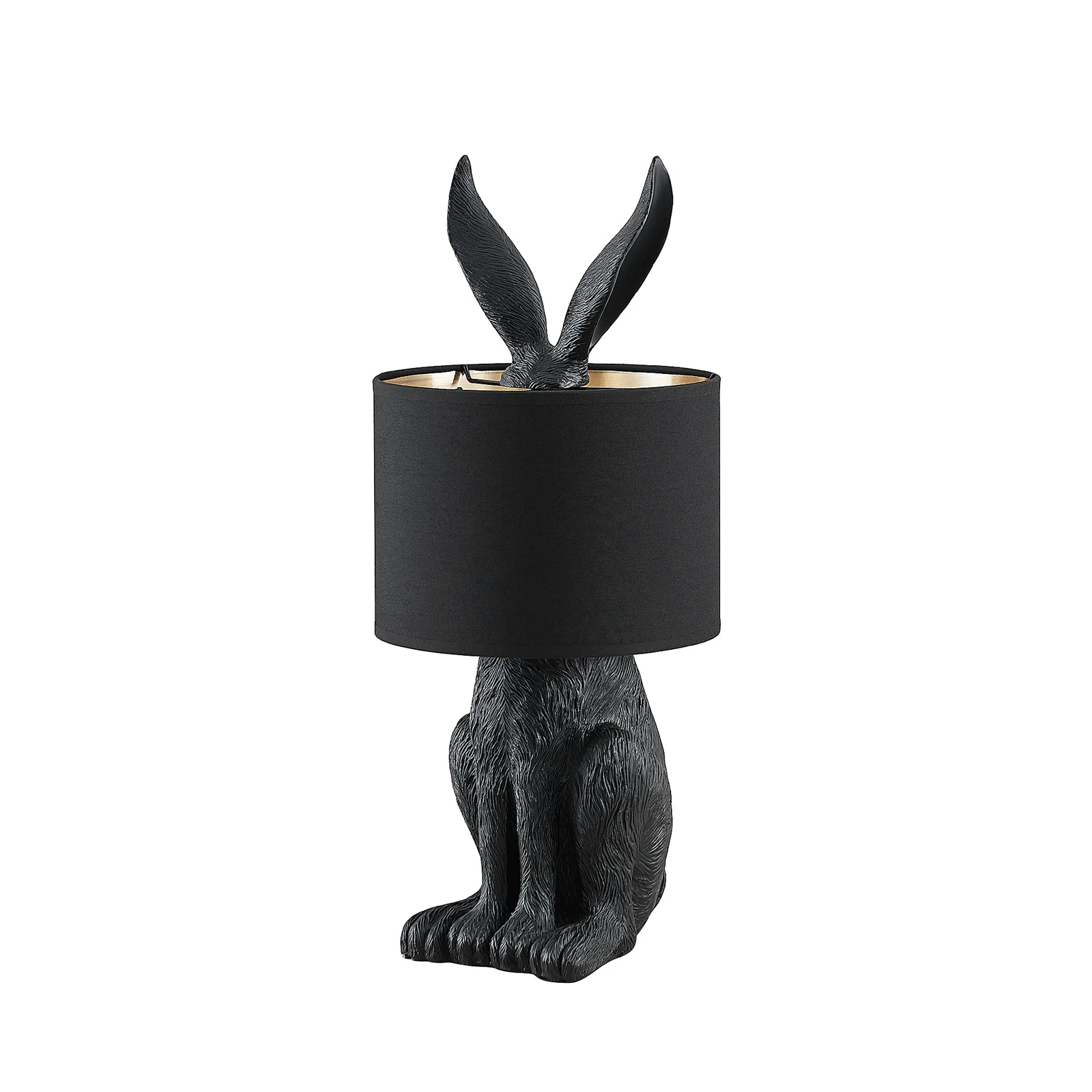 Lindby Tischlampe Lorentina, 56 cm, Hase, schwarz, Textil