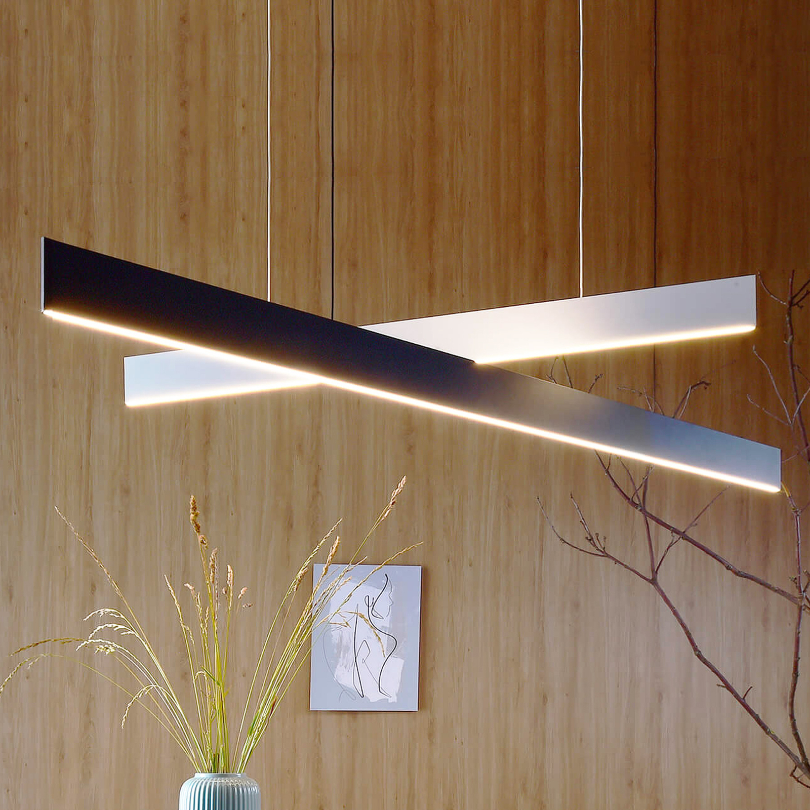 LED függő lámpa Apollon, hossza 146 cm, fekete