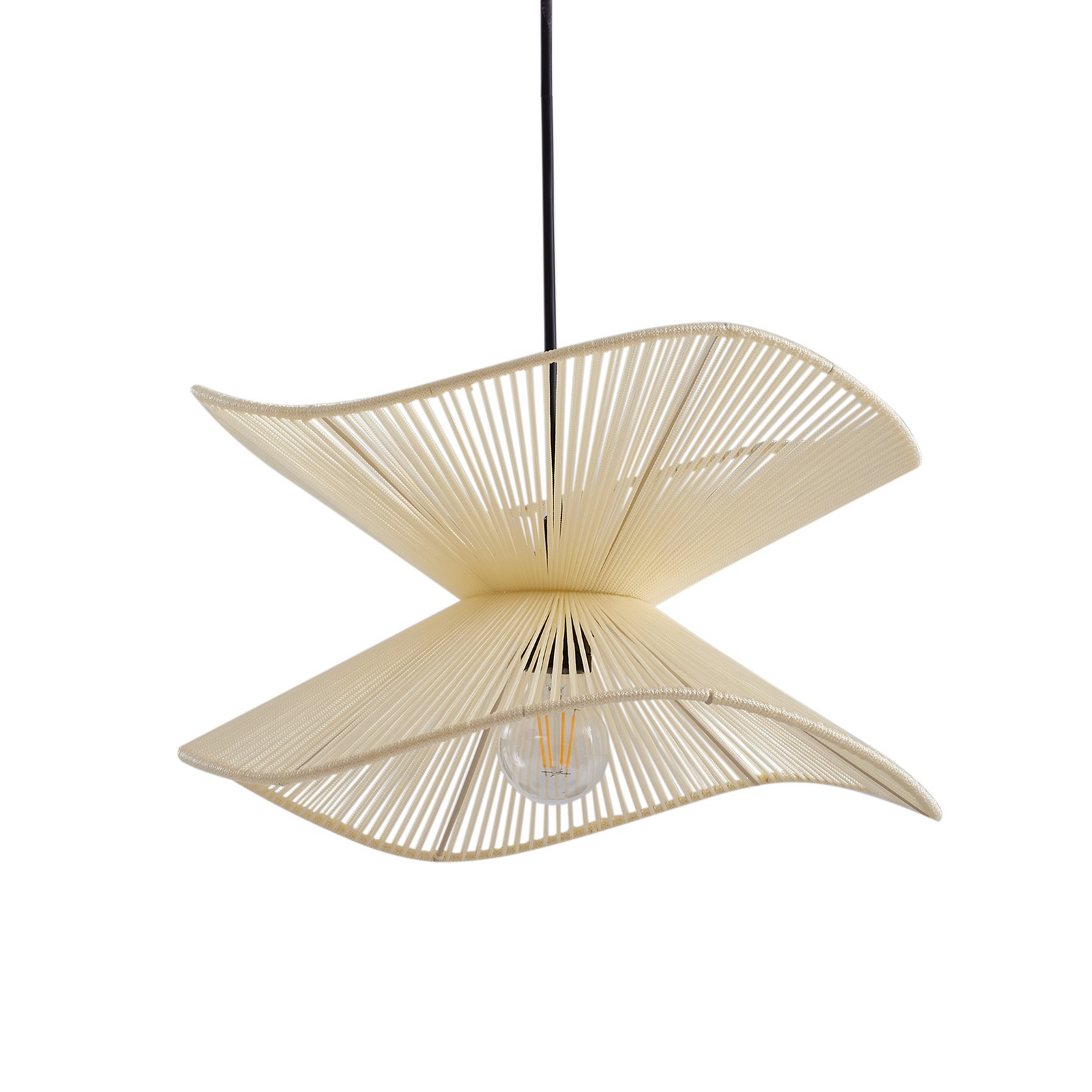 Lindby outdoor pendant light Valdorin, beige, cotton, Ø 40cm