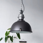 Lámpara colgante Bikkel, Ø 42 cm, negra, metal, cristal, E27