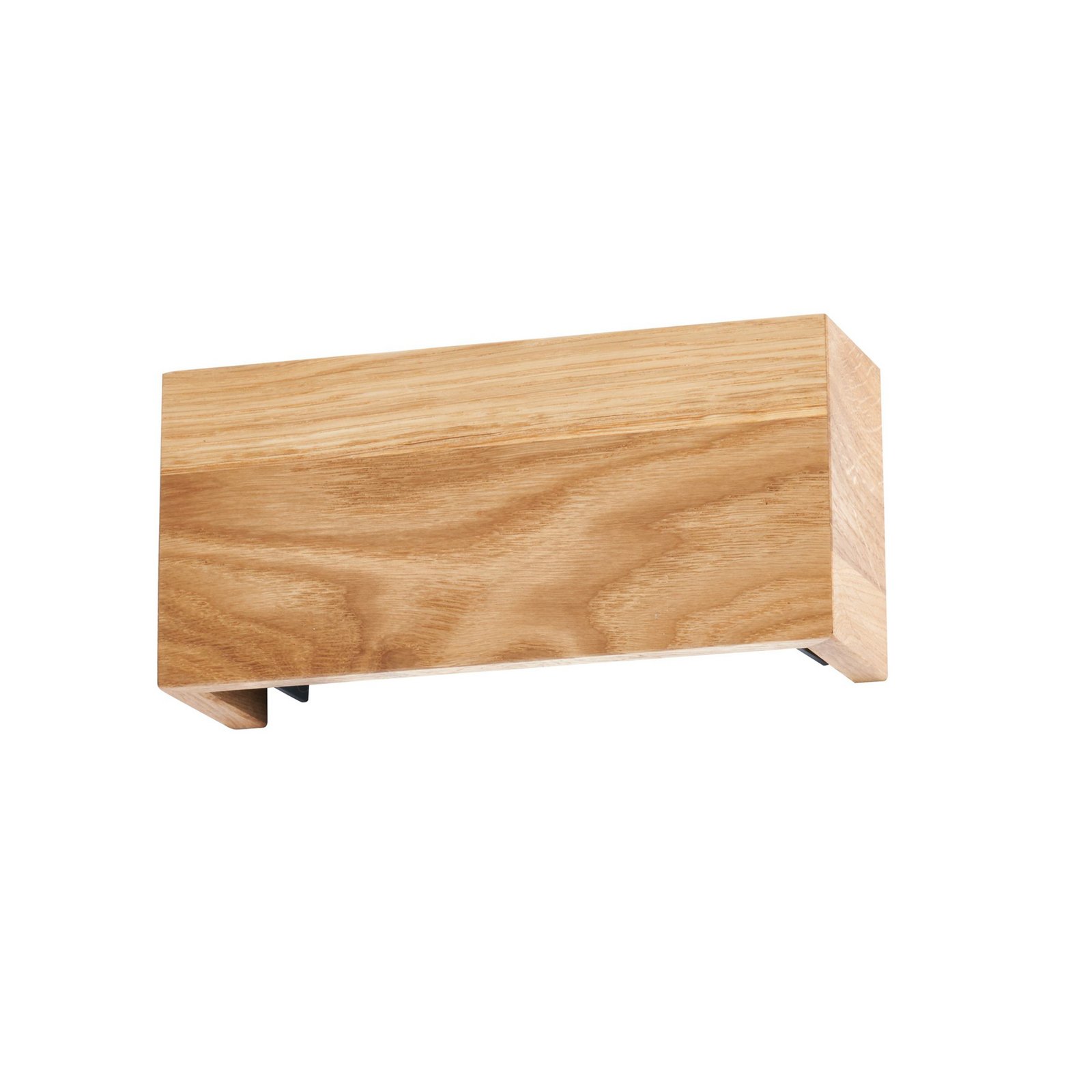 LED wall lamp Shine-Wood, width 21 cm, oak/black, wood