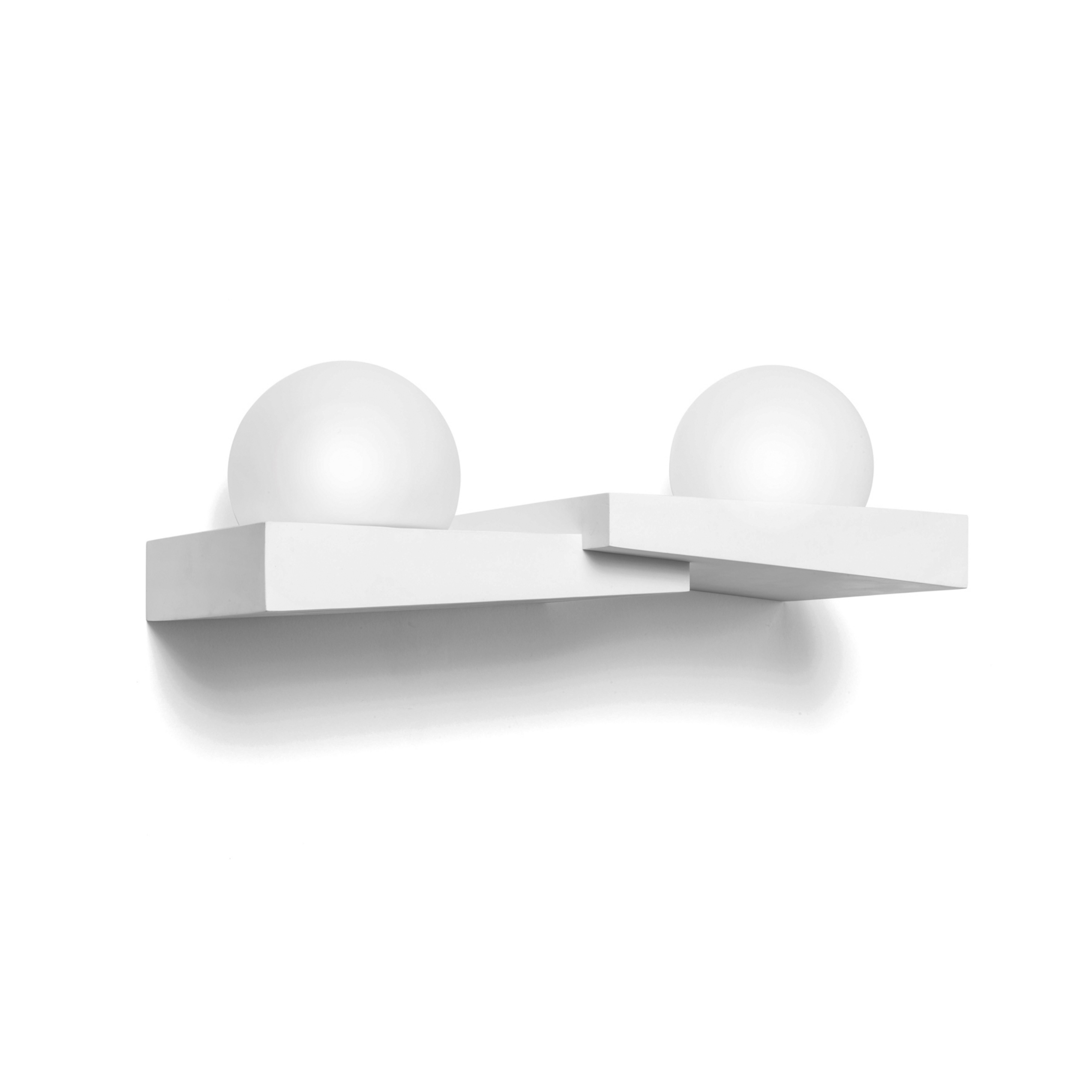 Candeeiro de parede Cicladi, 2 lâmpadas, 43 cm de largura, branco, gesso, GX53