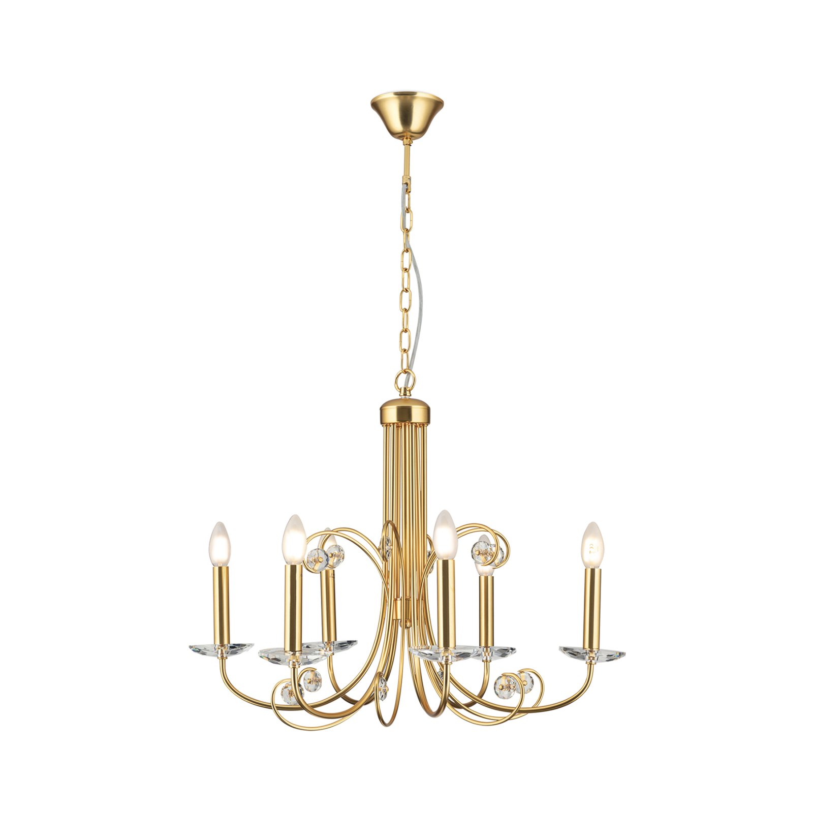 Ariane chandelier, gold-coloured, Ø 67.5 cm, crystal, 6-bulb.