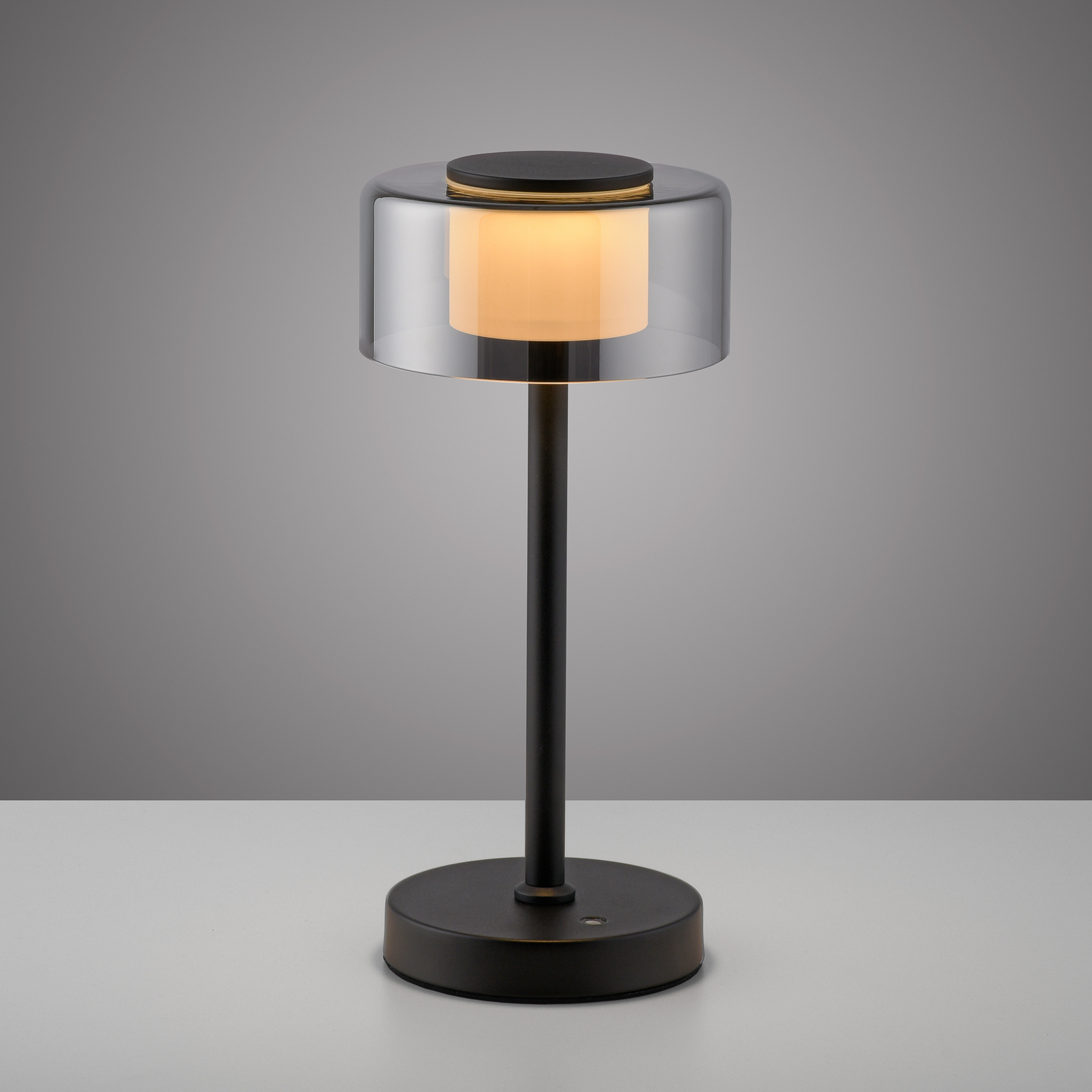 Lampa stołowa LED na akumulator RIKA, czarna, 33 cm, metal/szkło, regulacja