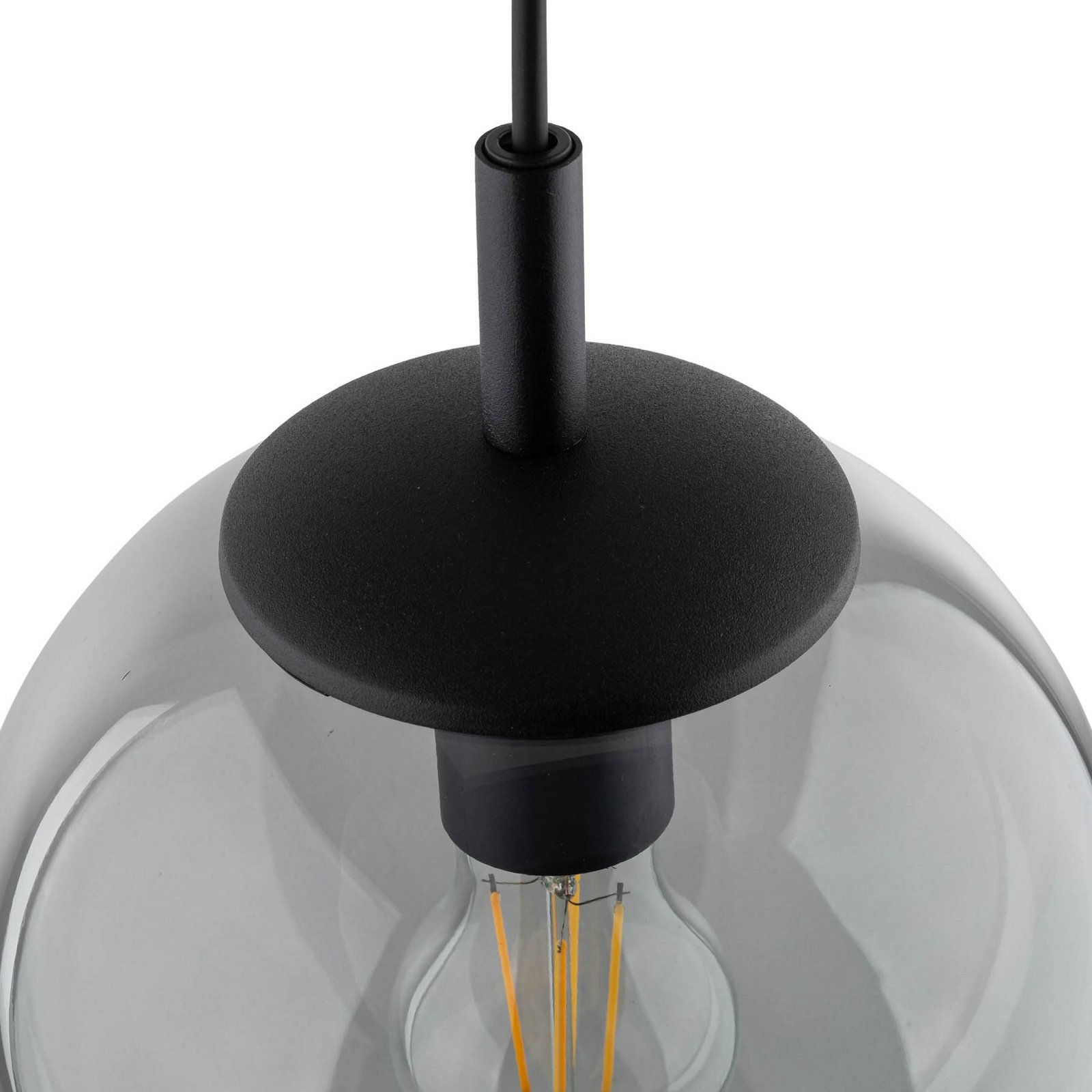 Esme hengelampe, Ø 30 cm, røykgrå, glass, kuppel, E27