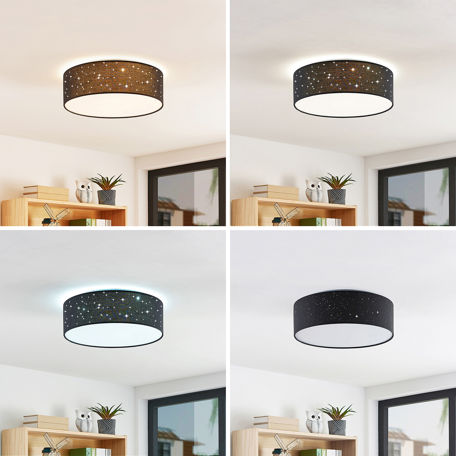 Lindby Ellamina LED ceiling light, 40 cm, black