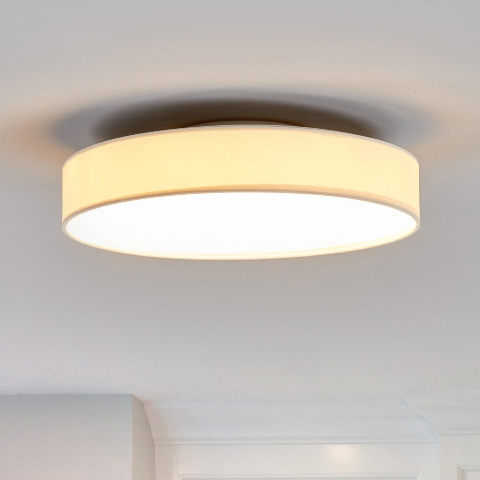 LED-stoff-taklampe Saira, 40 cm, hvit