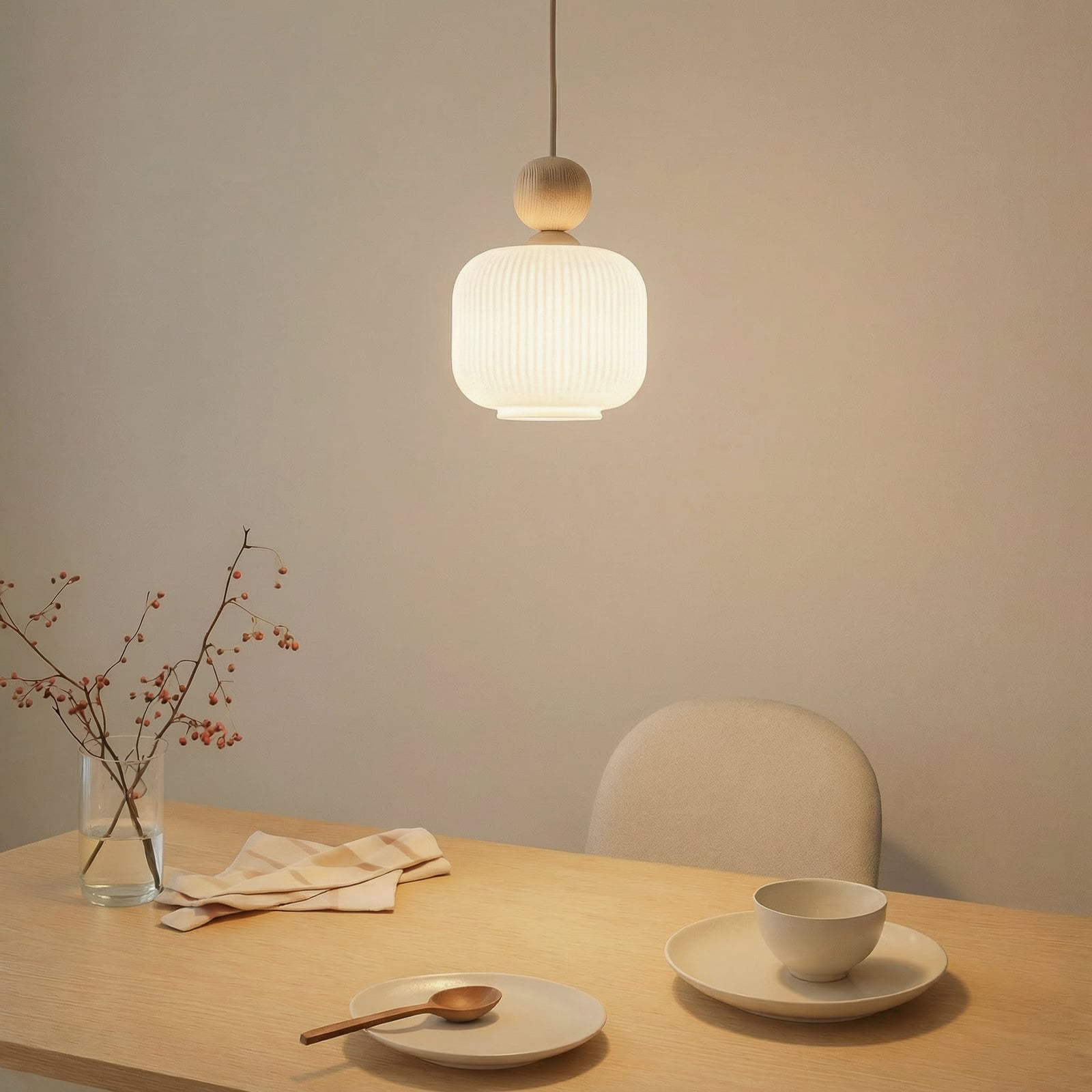 Lámpara colgante Ballo, 1 luz, blanca, cristal, Ø 15 cm, E14