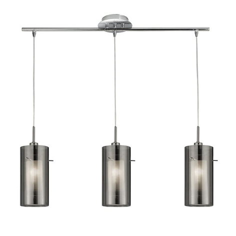 Hängelampe Duo 2 Rauchglas/chrom lang dreiflammig