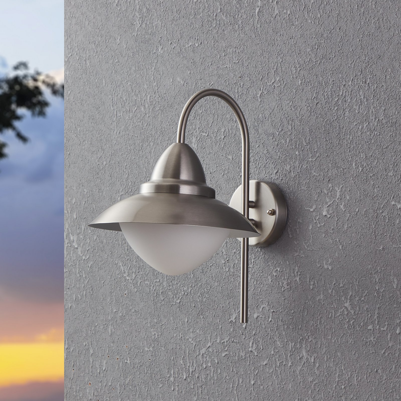 Sidney wall light, stainless steel, glass, E27