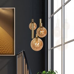 Lámpara colgante Bollique, 5 luces redonda, latón, GU10 + E27