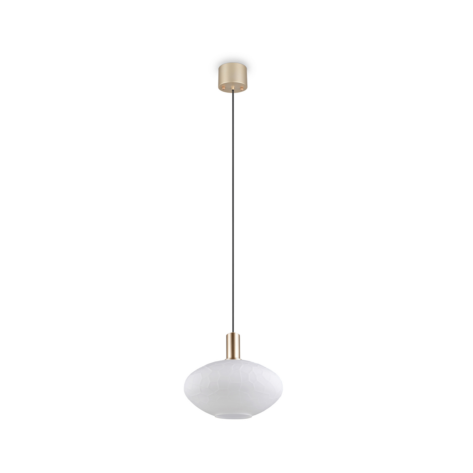 Hängelampe Emelie, 1-fl., goldfarben/weiß, Metall, Glas, E27