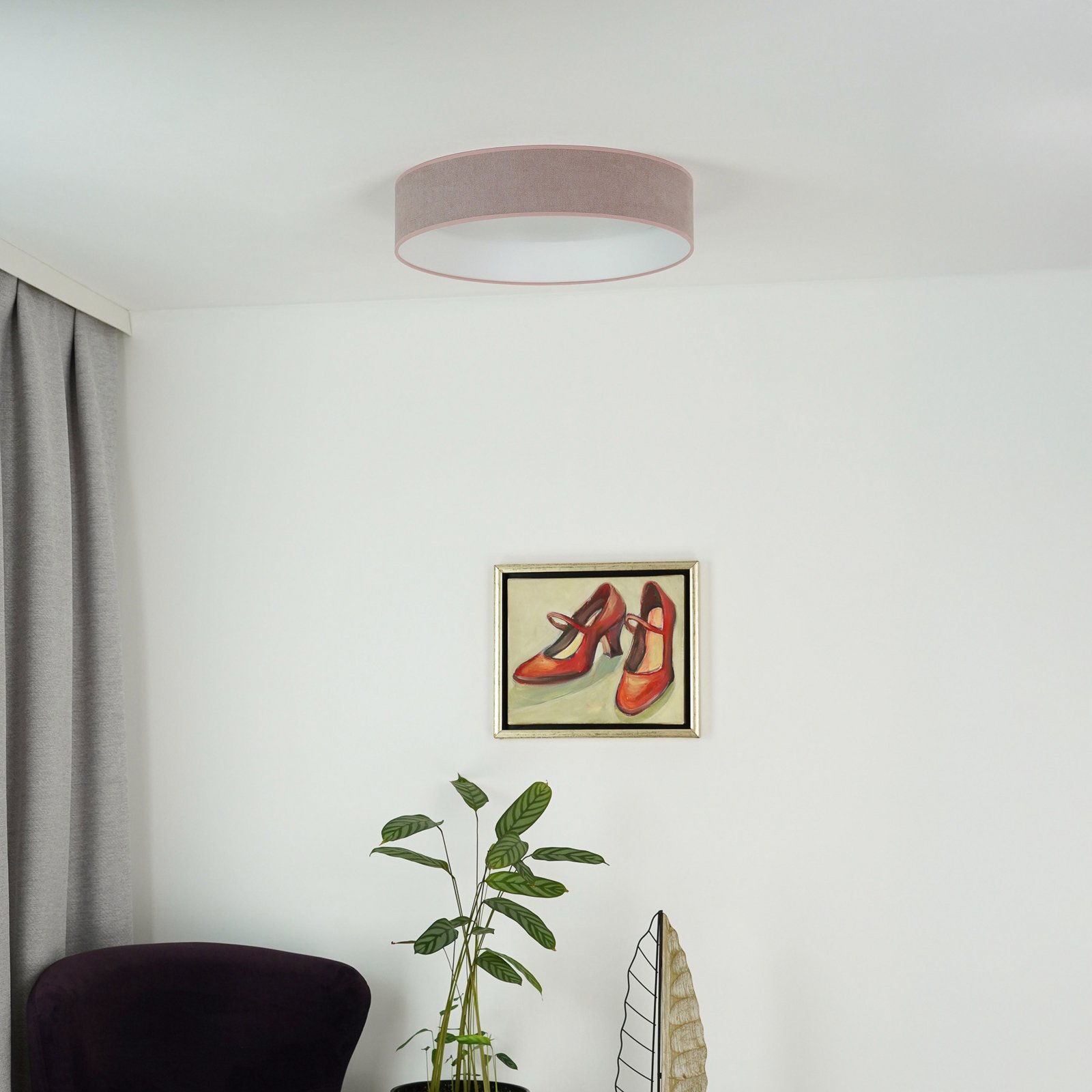 LED-Deckenleuchte Plafond, rosa, Stoff, Ø 45 cm, 3-step-dim