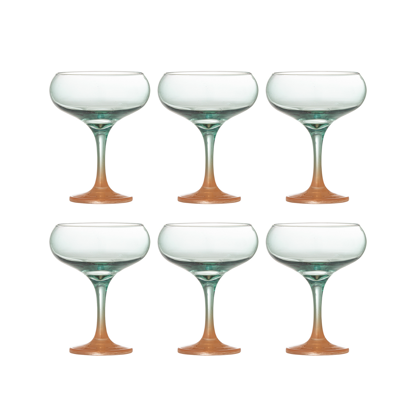 Signe Cocktailglas, grün/orange 6er-Set 13cm - Bloomingville