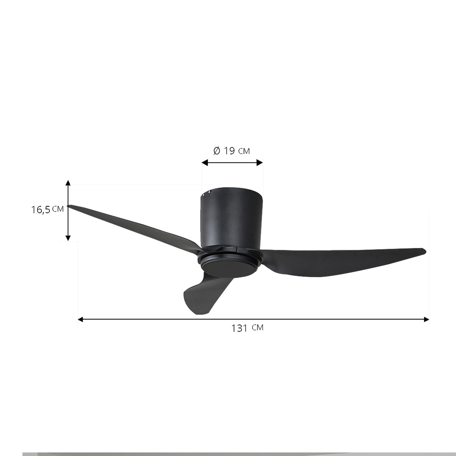 Plafondventilator Aulo, zwart, DC, stil, Ø 123 cm