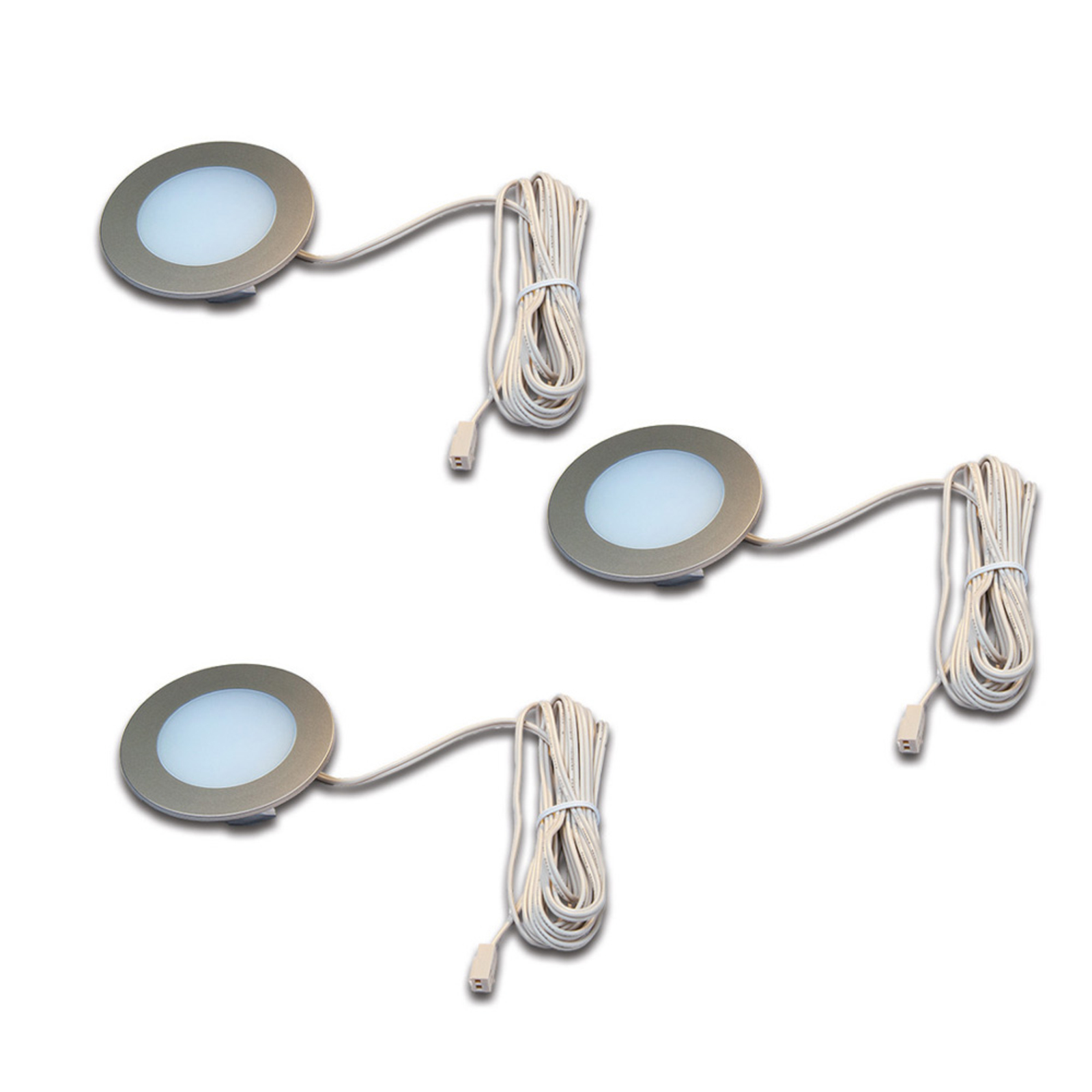LED-Möbeleinbaulampe FR 55 Edelstahloptik 3er-Set