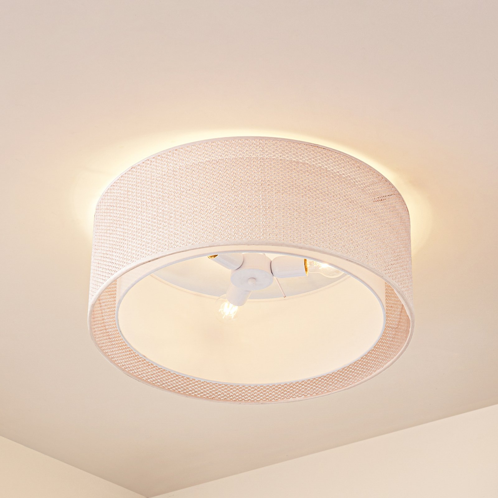 Lindby Deckenleuchte Soula, Ø 60 cm, beige, Kunststoff, E27