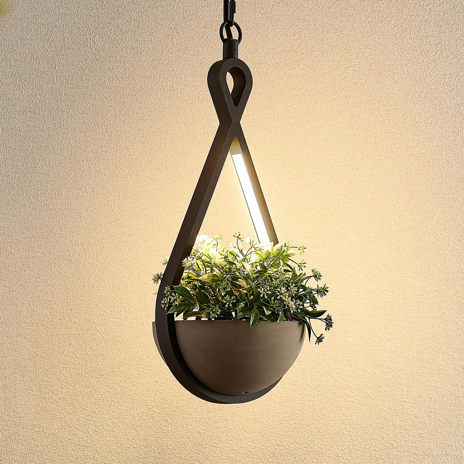 Lucande Florka utomhus LED-hänglampa, hängkruka