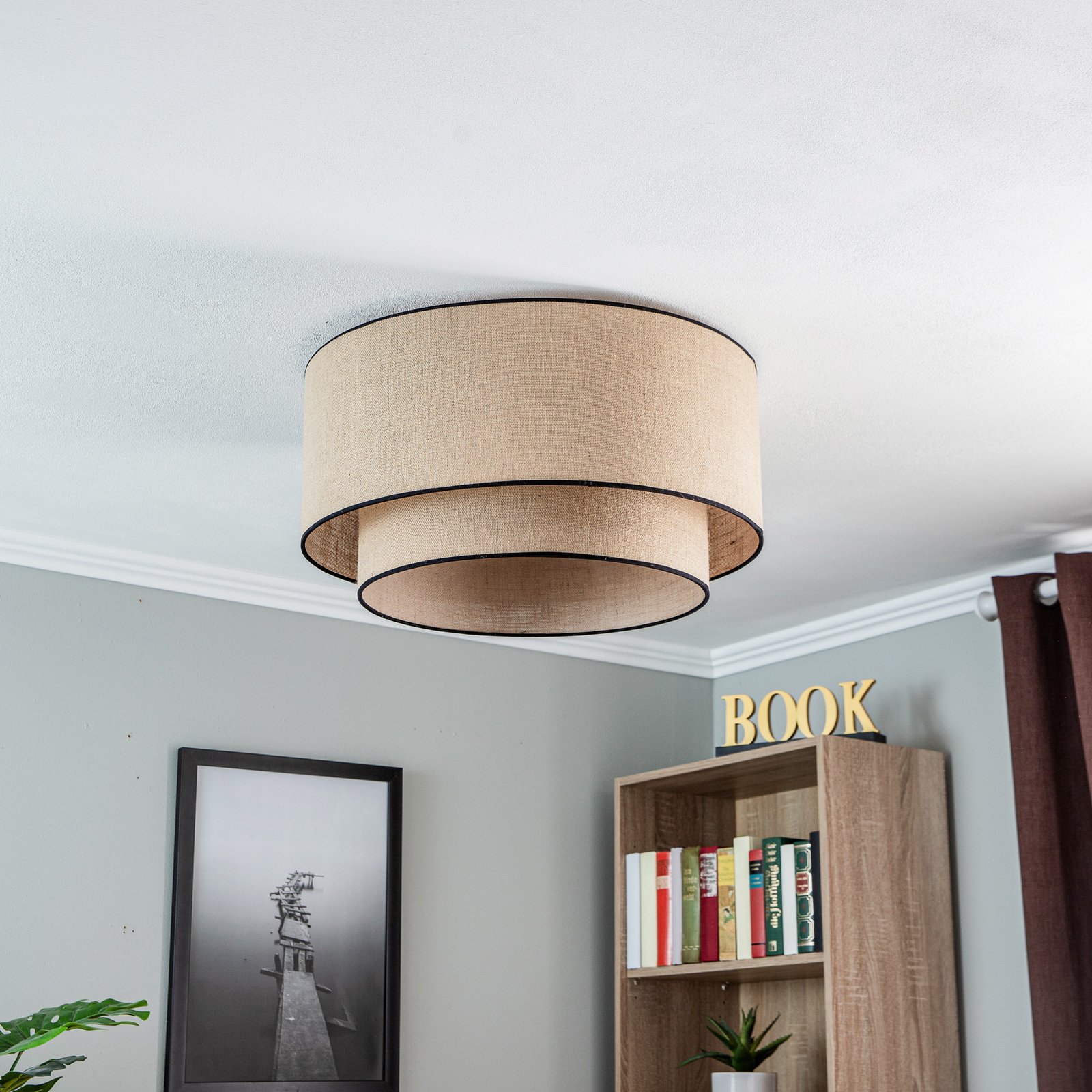 Boho Plafond Ø60 Jute/Svart- Euluna