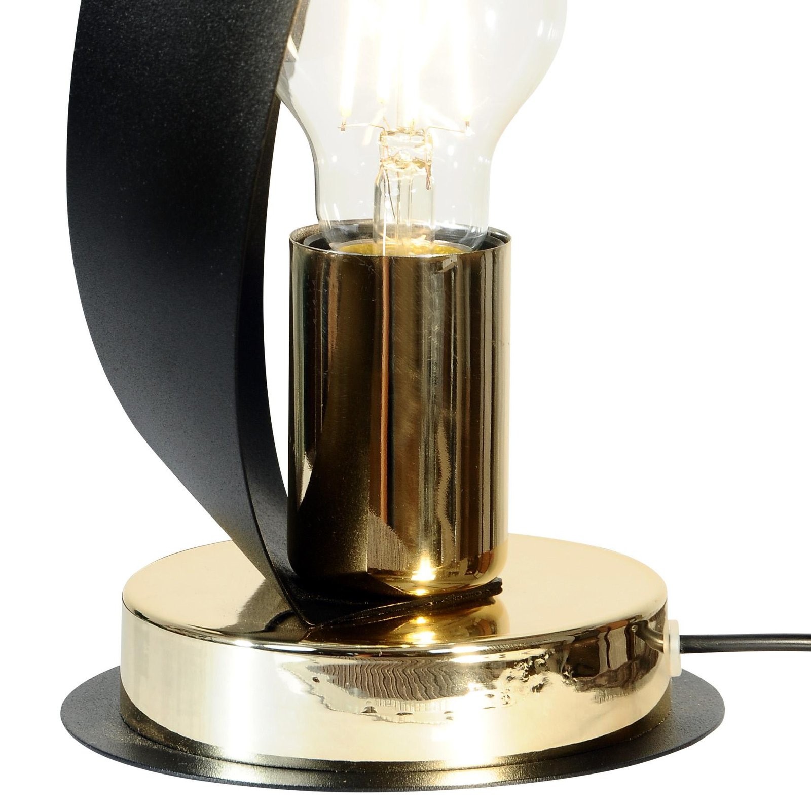 Euluna Petla tafellamp, zwart/goud, metaal, Ø 19 cm
