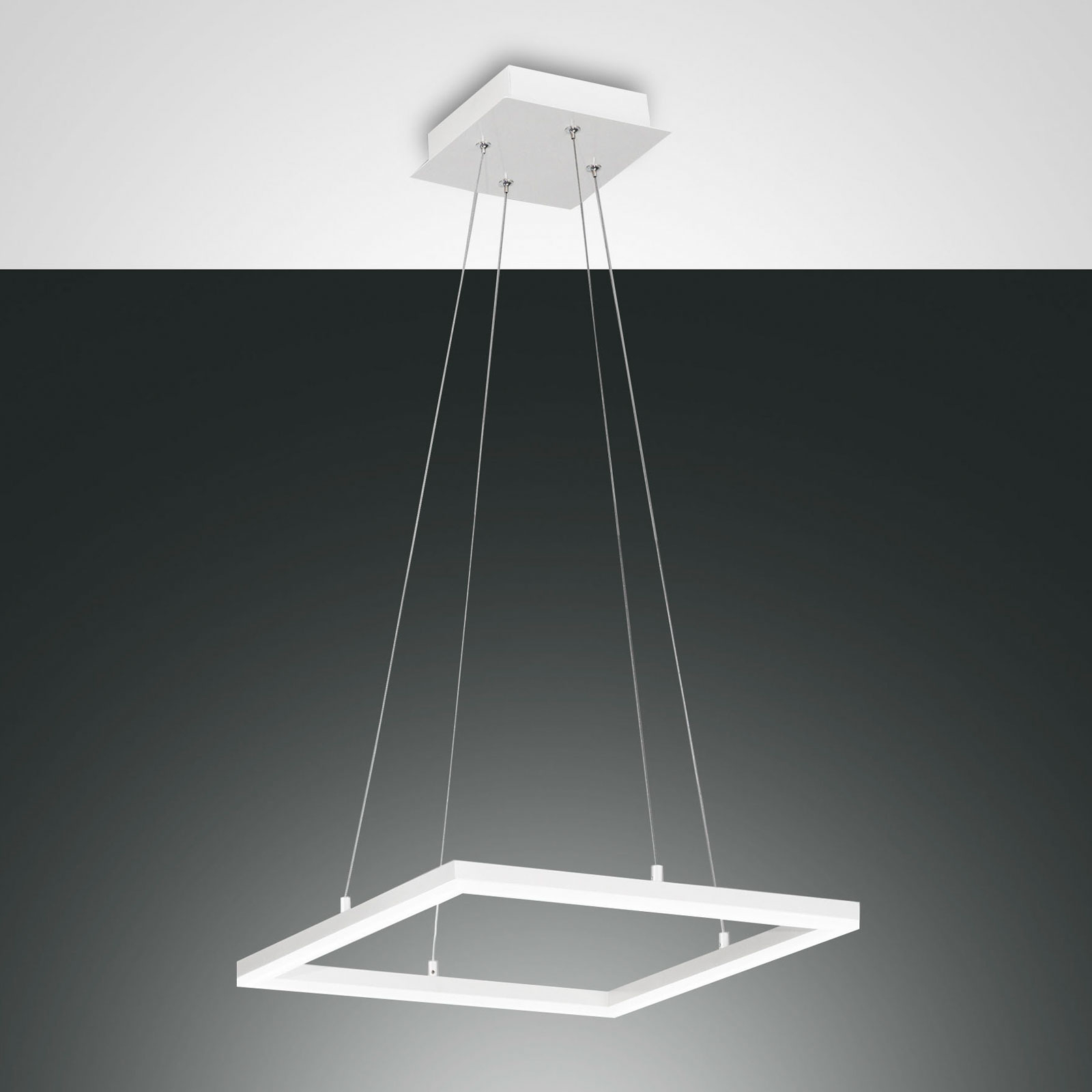 LED-hengelampe Bard, 42x42cm, hvit
