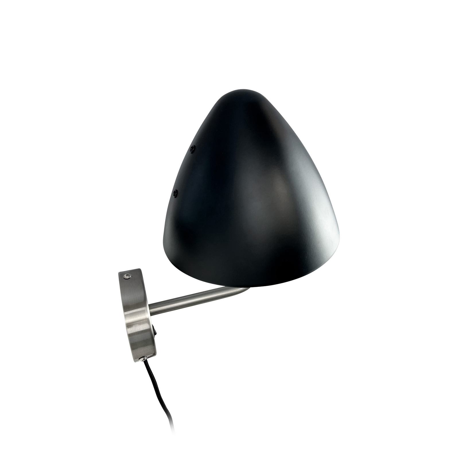 Dyberg Larsen Wandlampe Oulu, schwarz/stahl, Ø 20,3 cm