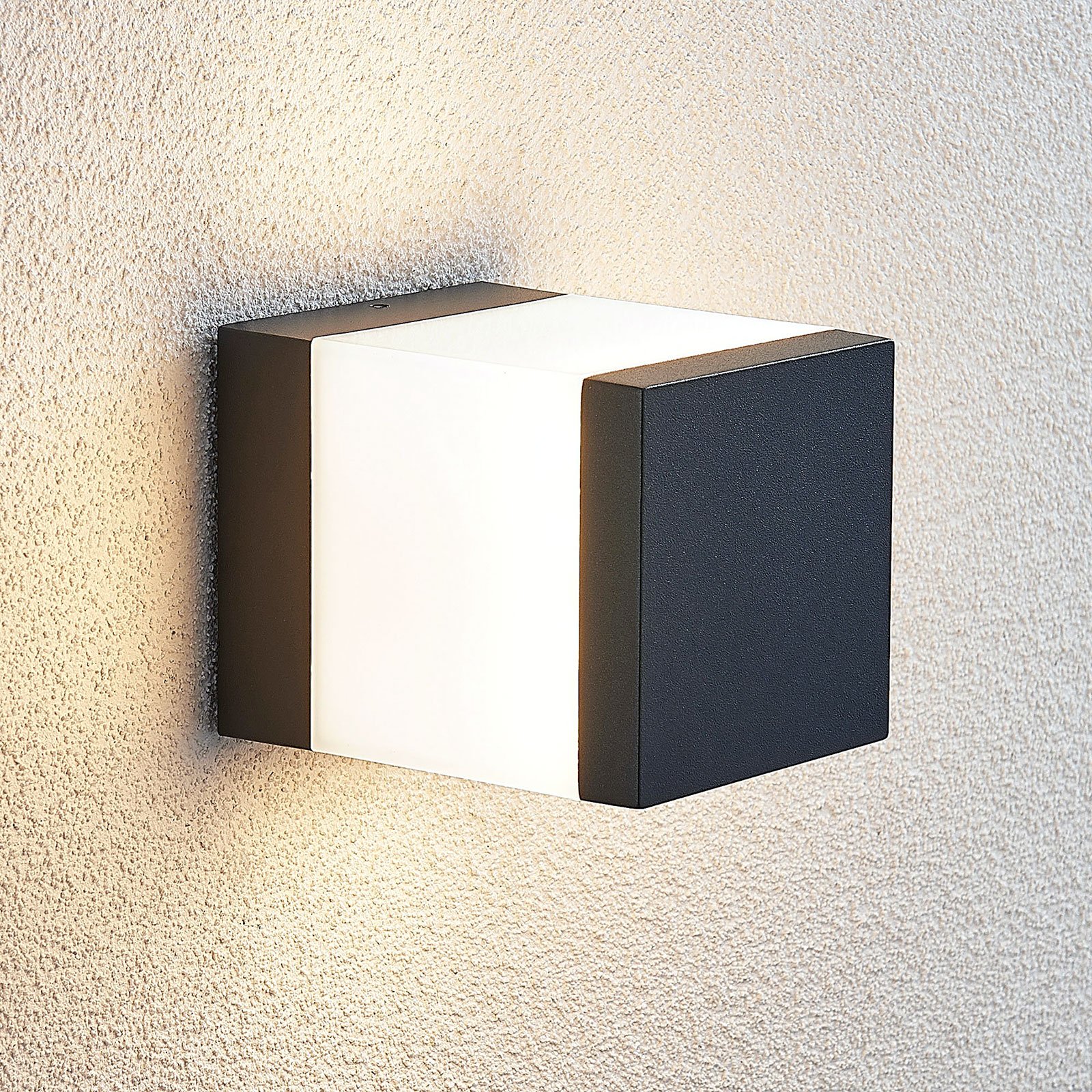 Lindby Litas LED pillar light, round, dark grey, die-cast aluminium, polycarbonate, 6.5 W, energy efficiency: A+, W: 10 cm, H: 10 cm
