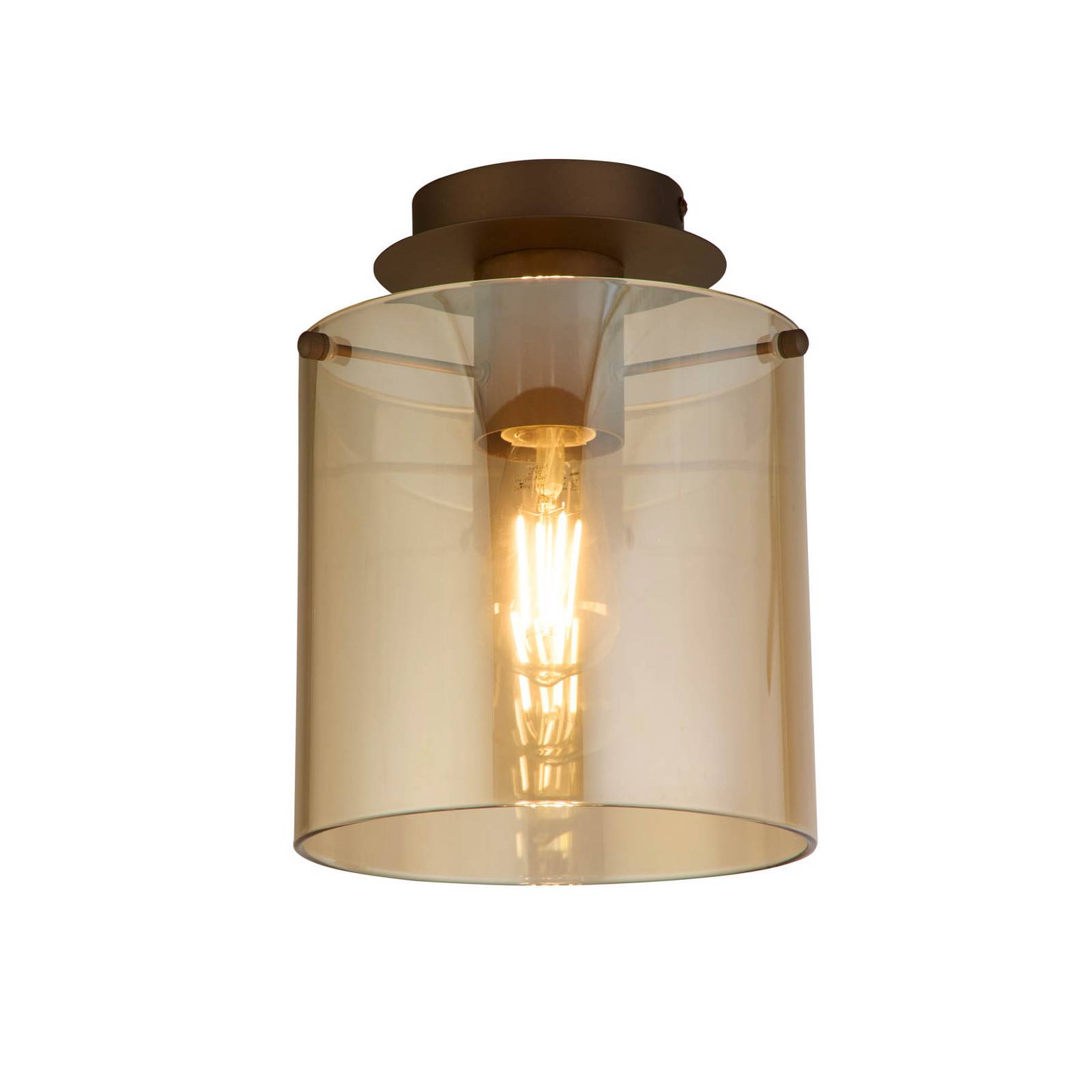 Deckenleuchte Sweden mokka amber 1-fl Stahl Glas