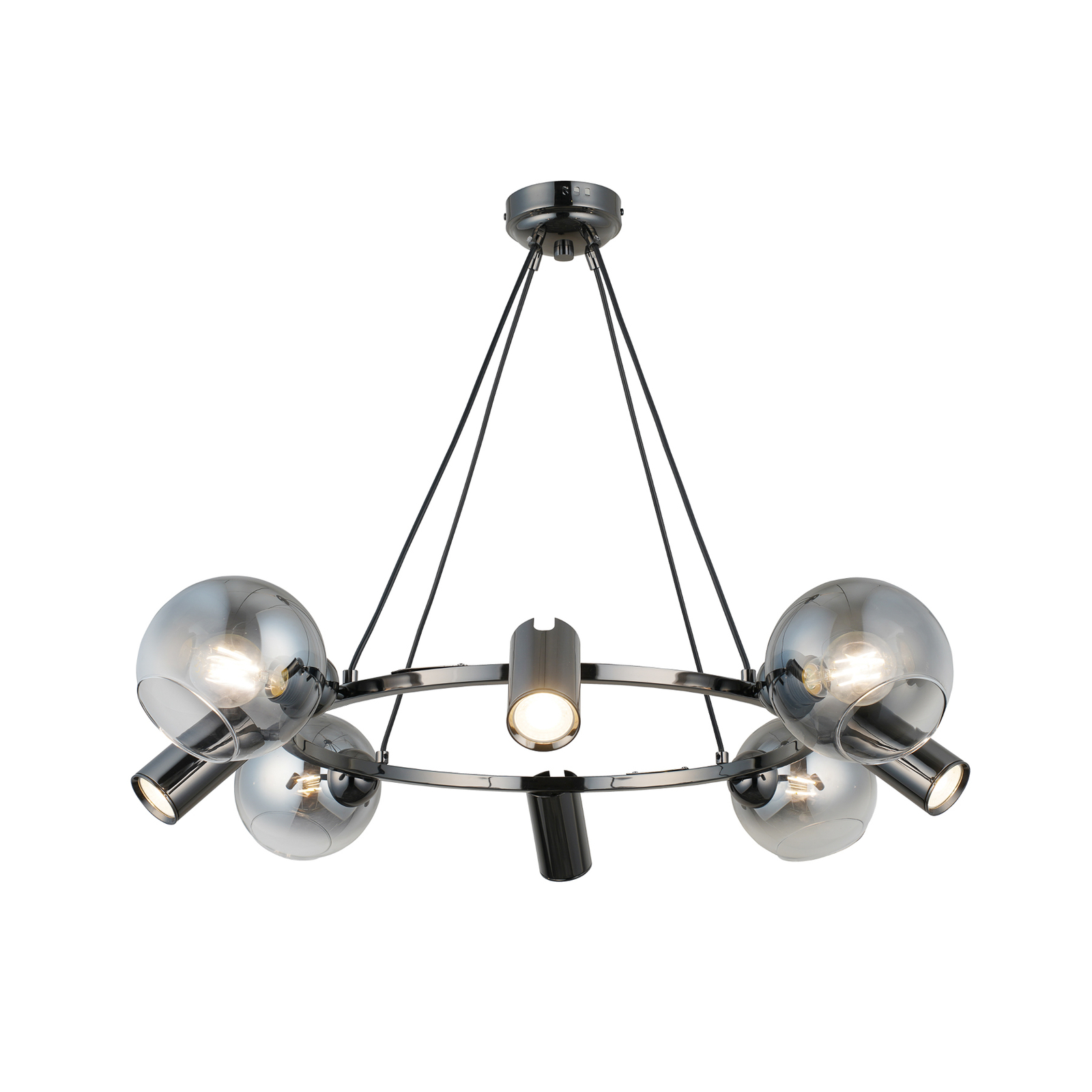 Hanglamp Zerde 4+4 Ø 82 cm zwart-chroom 8-lamps