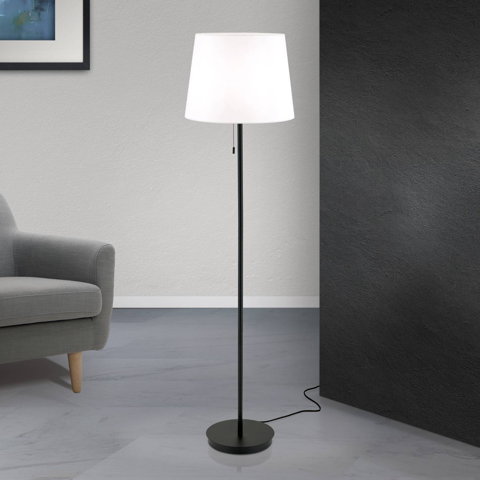 Orion Lampe sur pied textile Ludwig noir mat