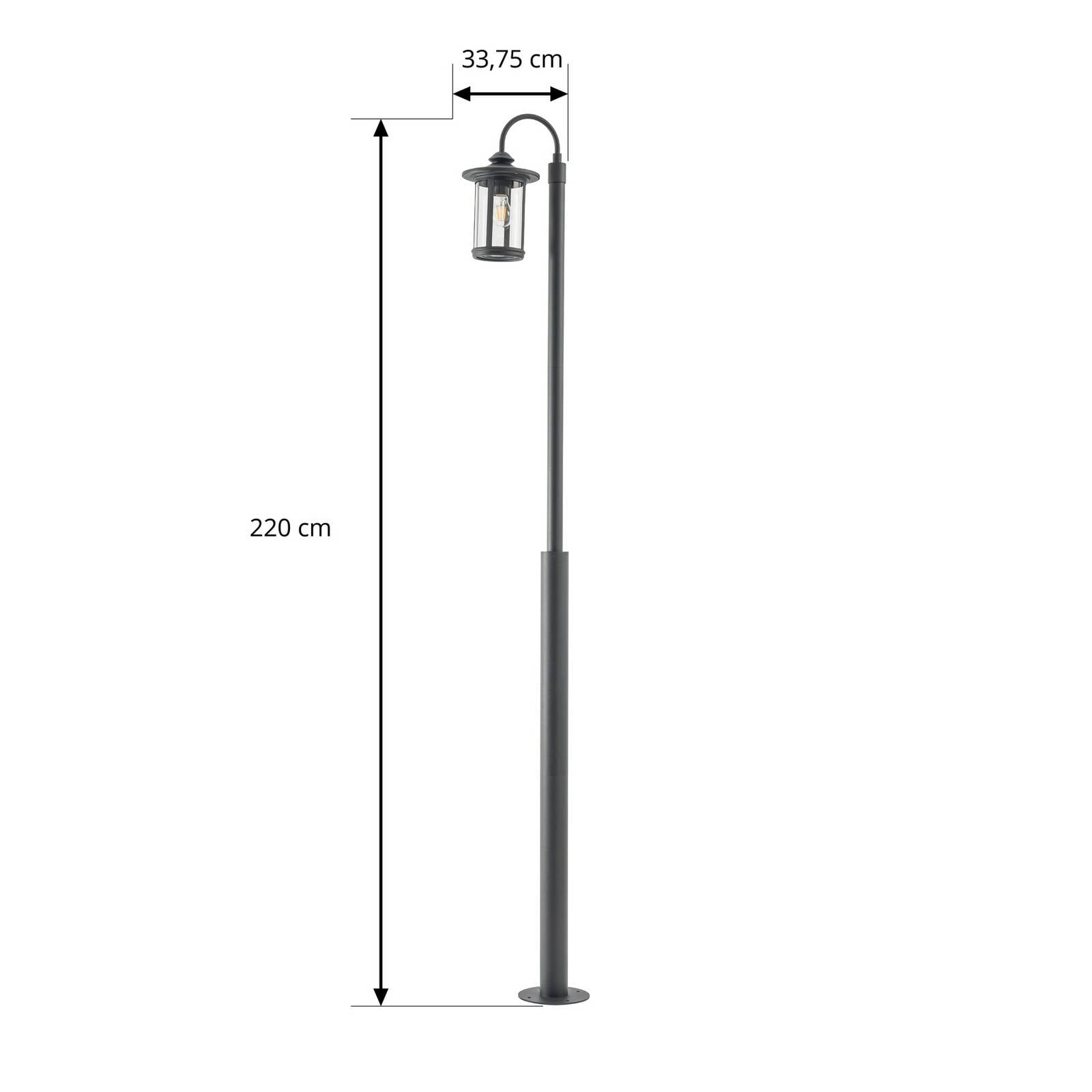 Lampa zewnętrzna Lindby Zayn, czarna, 1-punktowa, wysokość 220 cm, IP65