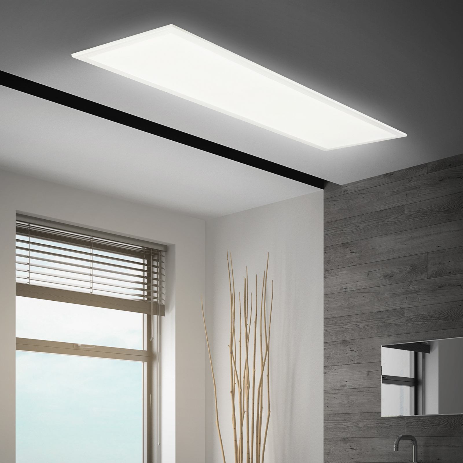 Panneau LED Simple 100 x 25 cm, blanc, ultraplat, IP44, 4000 K