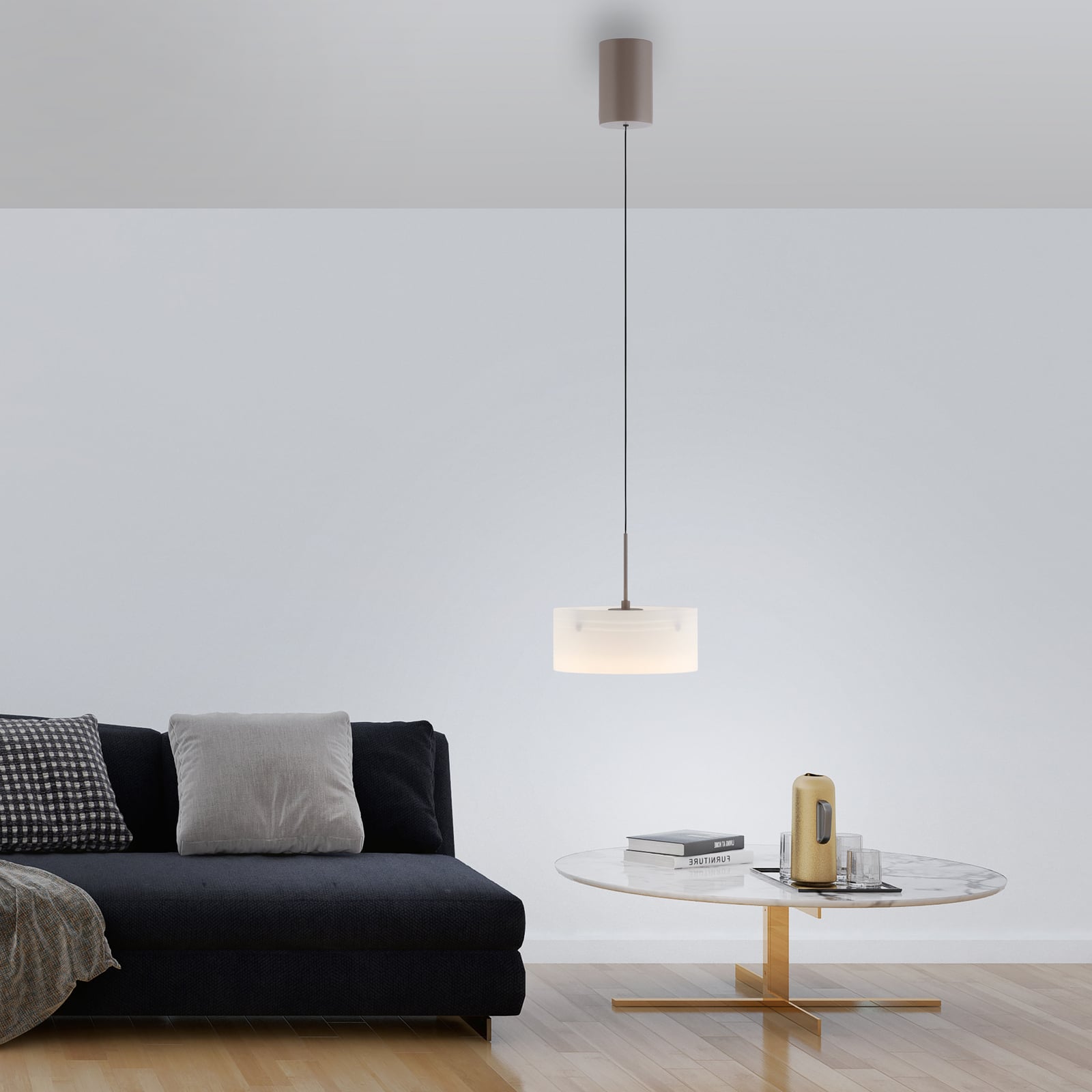 LED pakabinamas šviestuvas „MARIKA“, smėlio spalvos/baltas, skersmuo 20 cm,