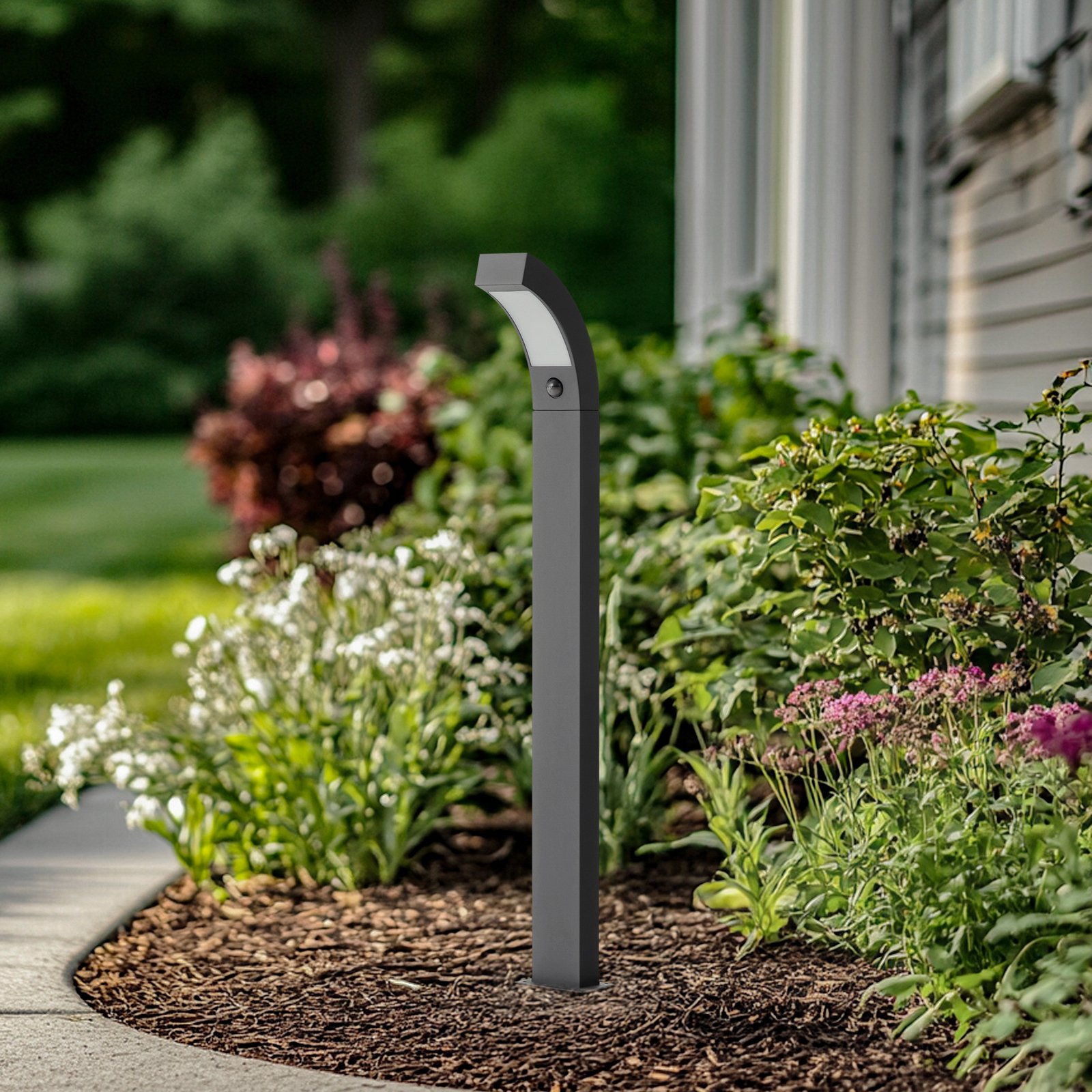 Lucande Borne lumineuse LED Lennik, capteur, 100 cm, anthracite