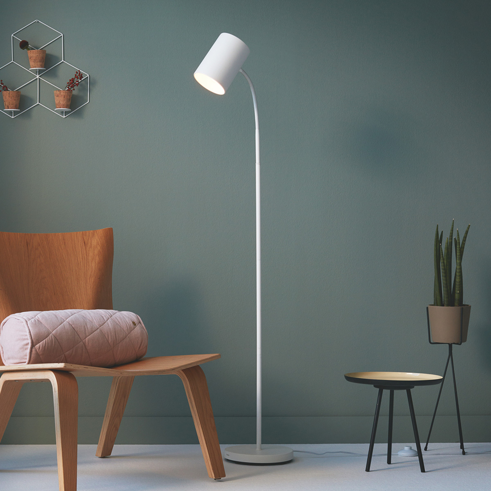 PHILIPS Himroo floor lamp with adjustable head, for Living / Dining Room, metal, E27, 15 W, energy efficiency: A++, H: 142 cm