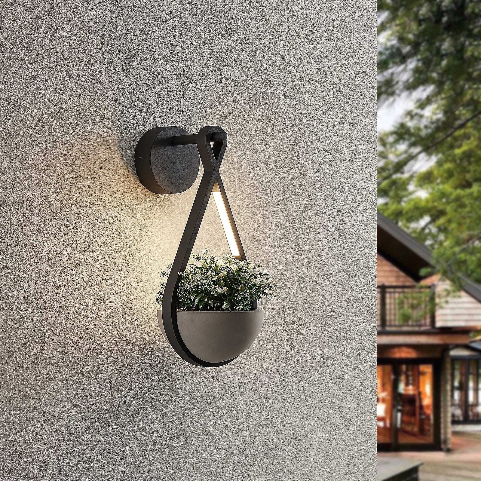 Florka Buiten Wandlamp IP54 Dark Grey - Lucande