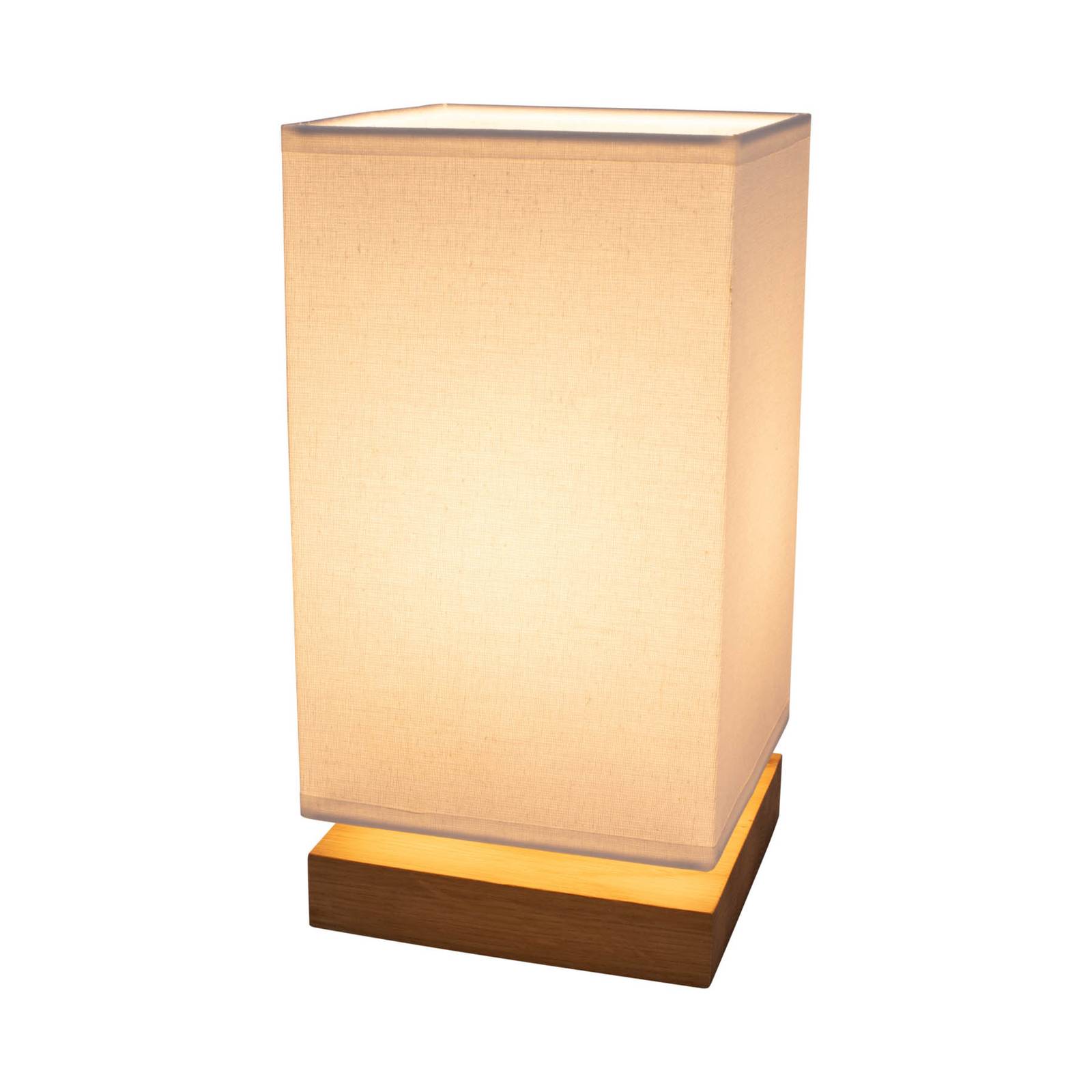 Bordslampa Canvas, ekträ, kantig, vit