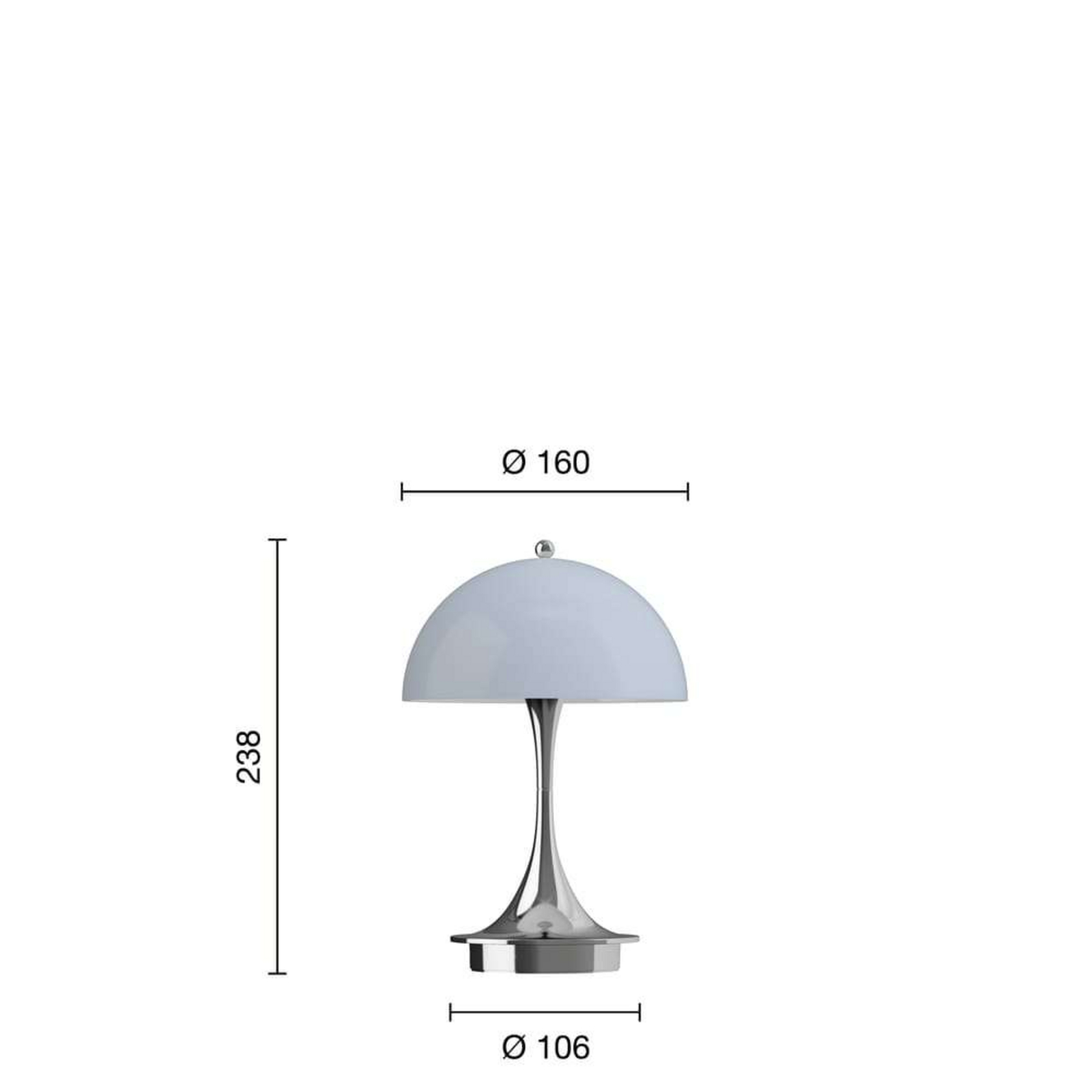 Panthella 160 Portable Lámpara de Sobremesa V3 Cromo Ópalo Gris - Louis Poulsen