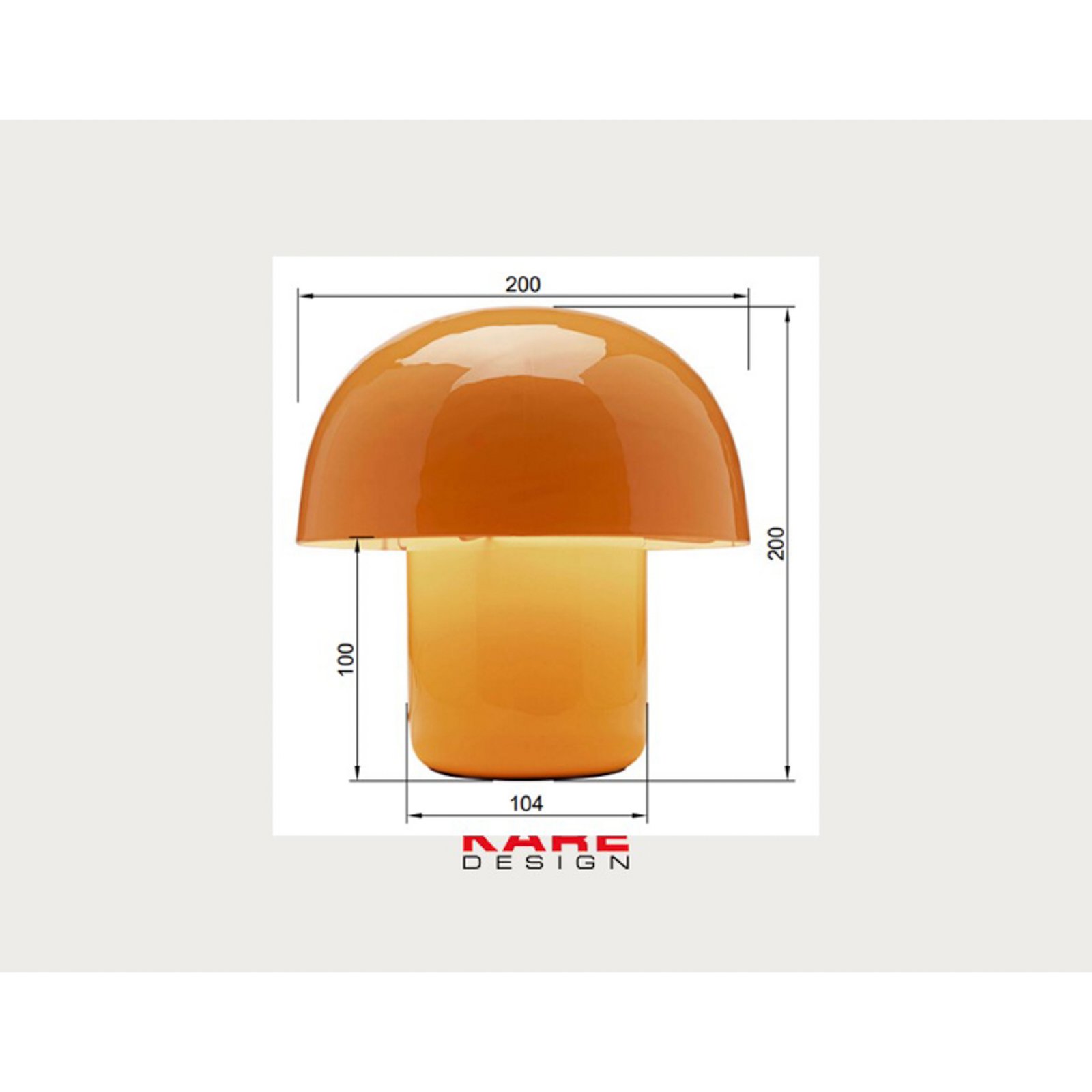 Kare galda lampa Mushroom, oranža, metāls, 20 cm, E14