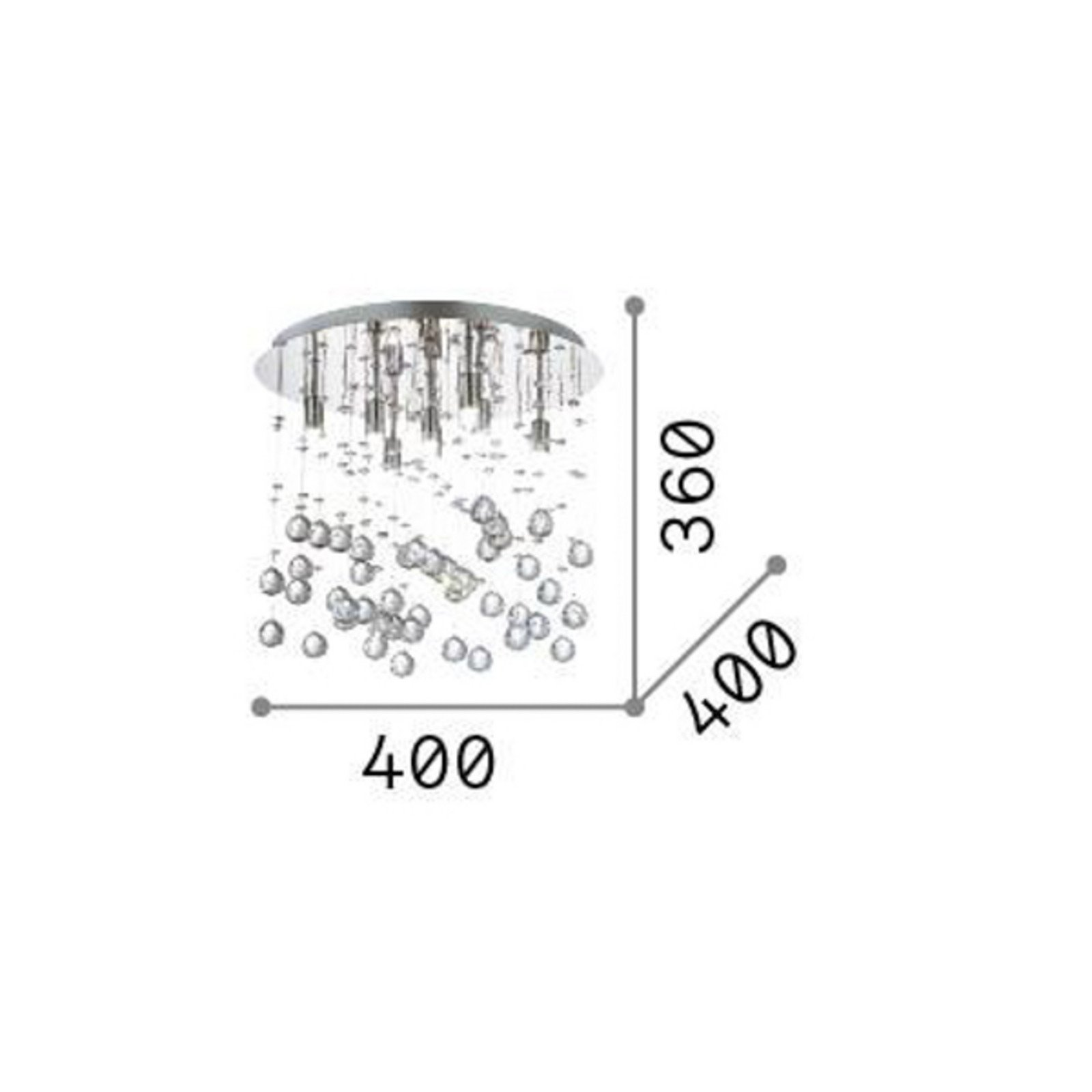 Plafonieră Ideal Lux Moonlight cromat metalic cristal 8 lumini.