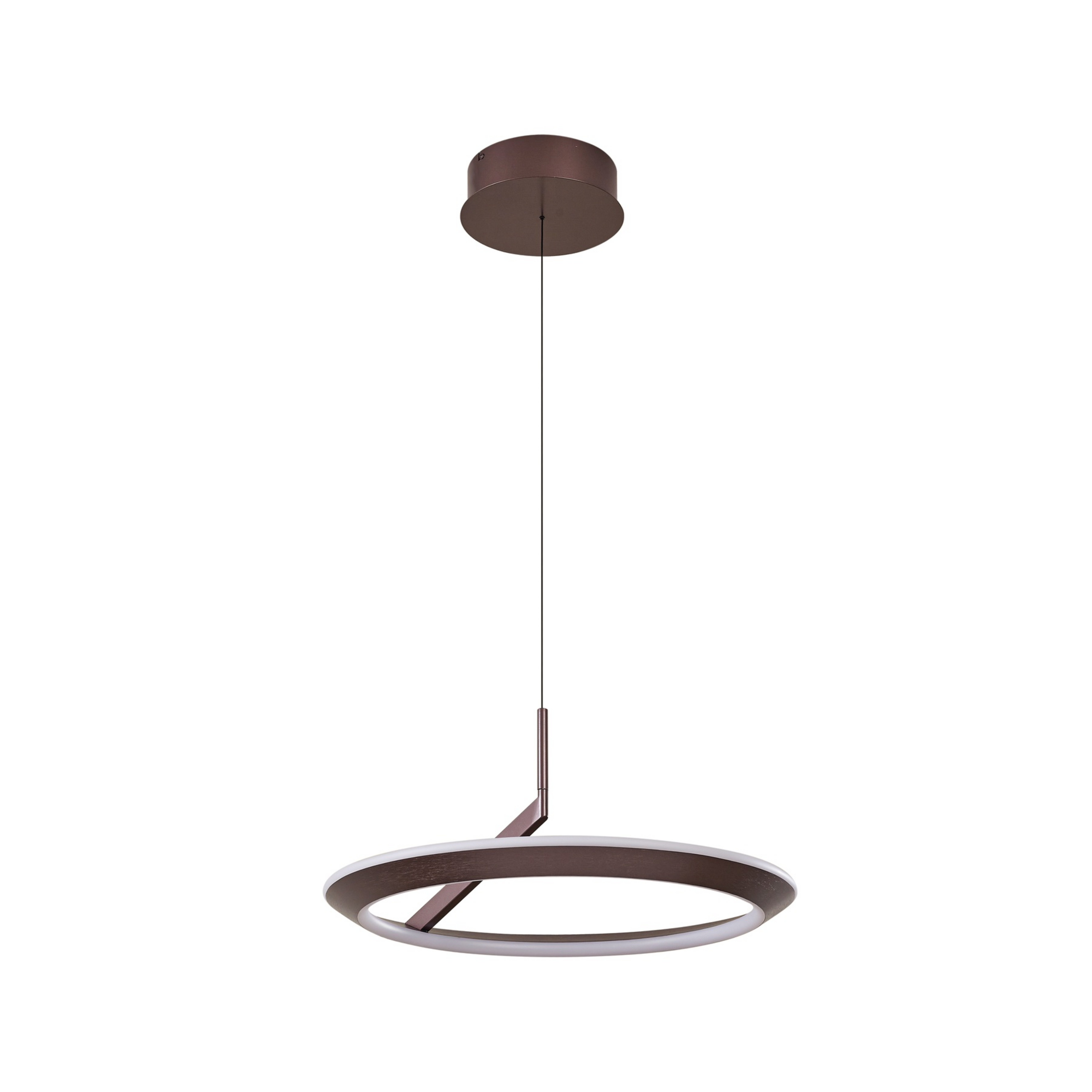 Lampă suspendată LED Eldra, Ø 55 cm, CCT, maro cafea - Lucande